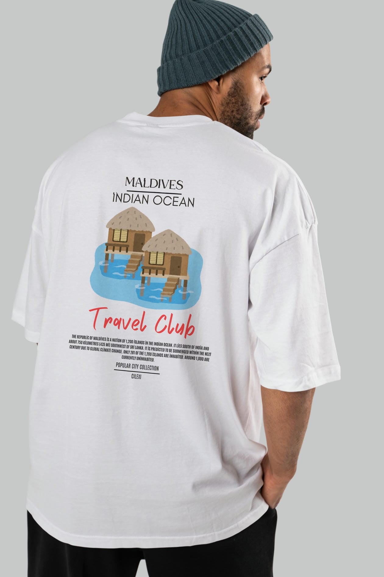 Maldives İndian Ocean Arka Baskılı Oversize t-shirt Erkek Kadın Pamuk Bisiklet Yaka tişort
