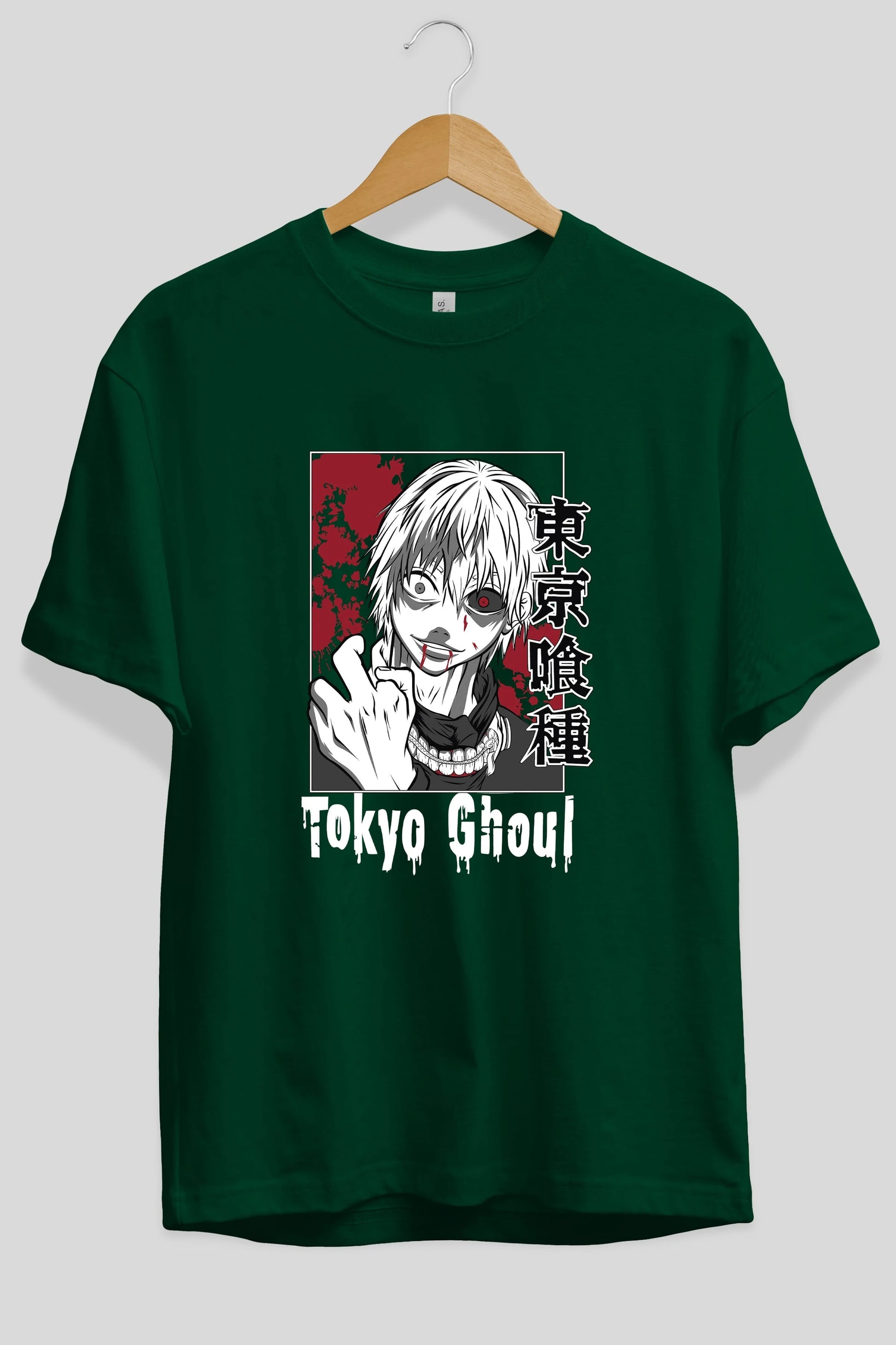 Kaneki Ken TOKYO GHOUL Anime Ön Baskılı Oversize t-shirt %100 pamuk Erkek Kadın Unisex