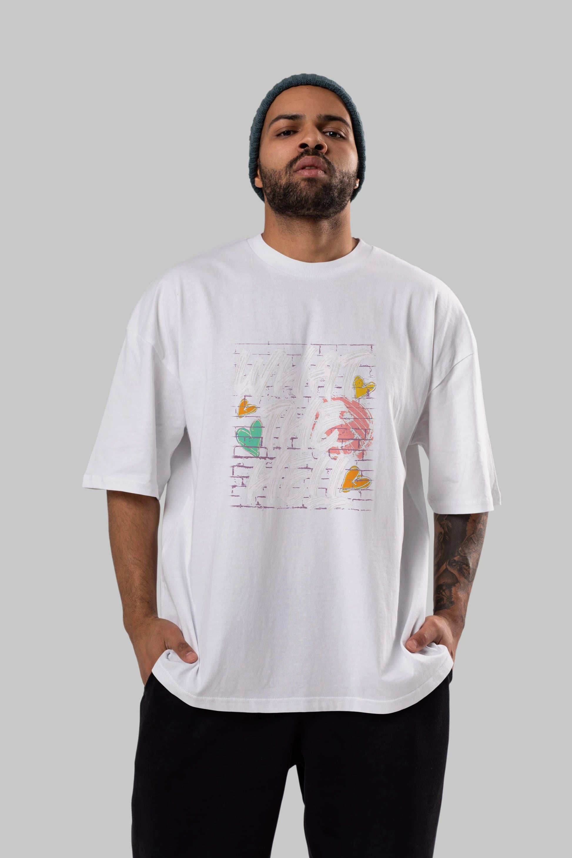 What The Hell Ön Baskılı Oversize t-shirt Erkek Kadın Unisex