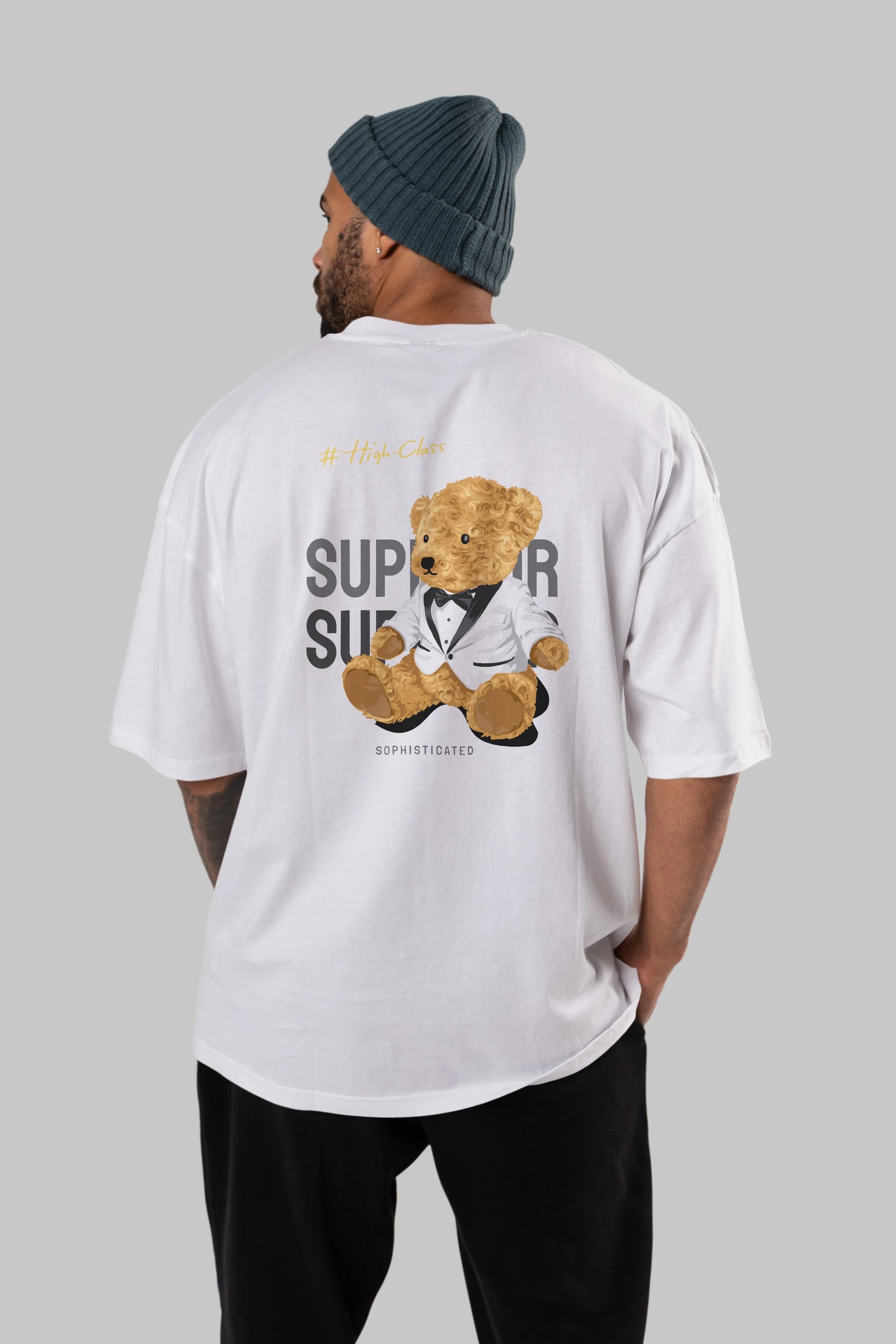 Teddy Bear Superior Arka Baskılı Oversize t-shirt Erkek Kadın Unisex %100 Pamuk