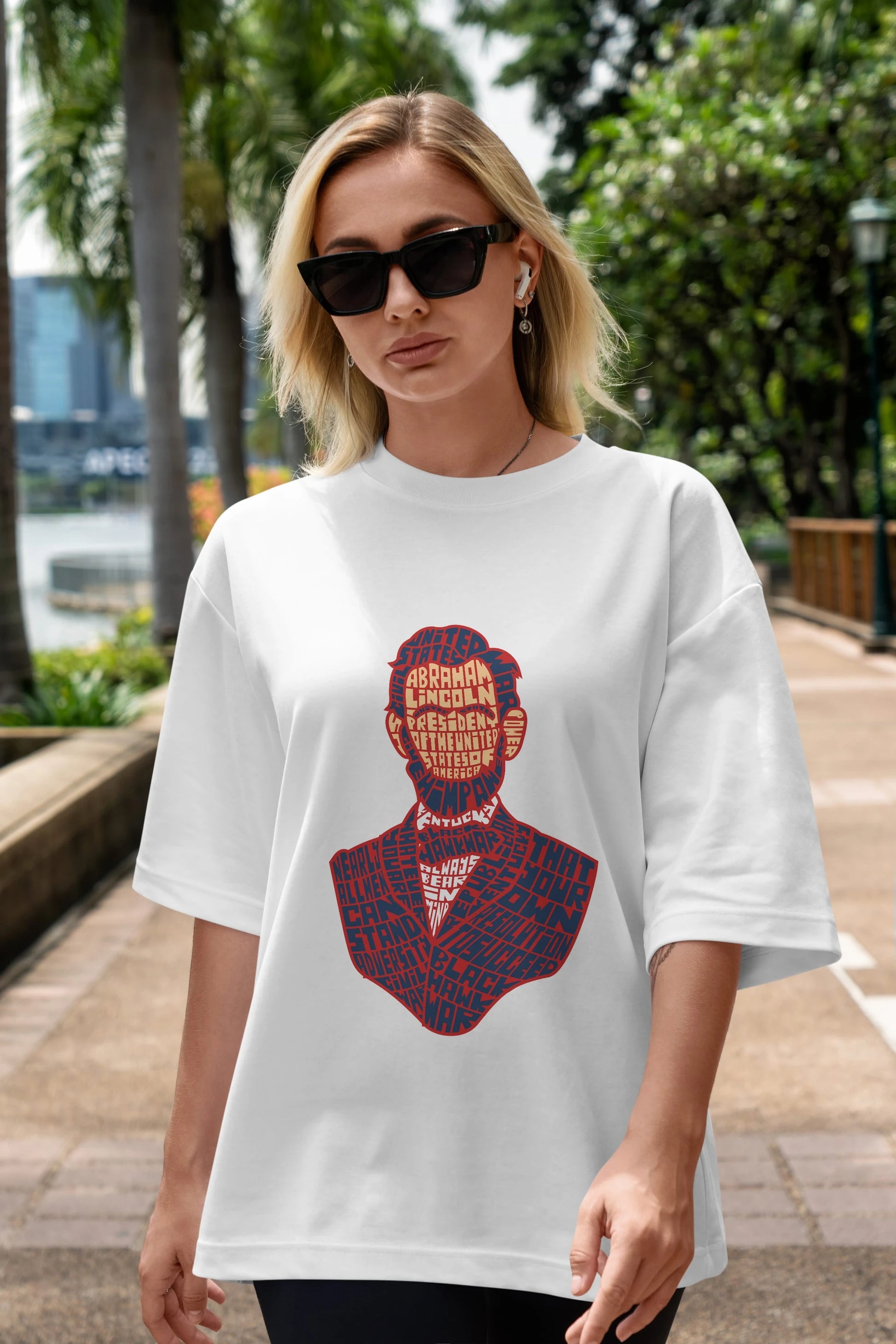 Abraham Lincoln Ön Baskılı Oversize t-shirt %100 pamuk Erkek Kadın Unisex