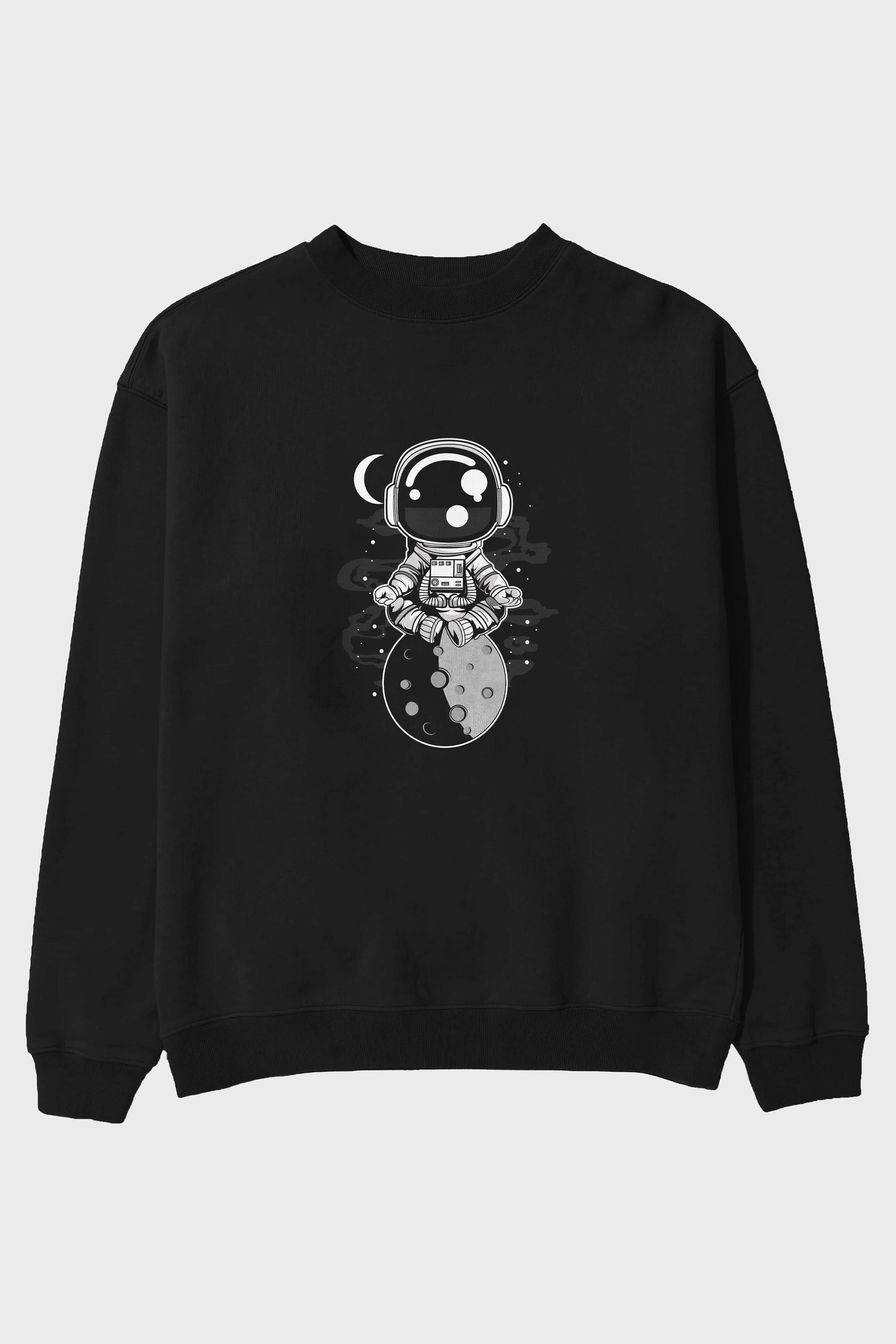 Astronaut Yoga Ön Baskılı Oversize Sweatshirt Erkek Kadın Unisex