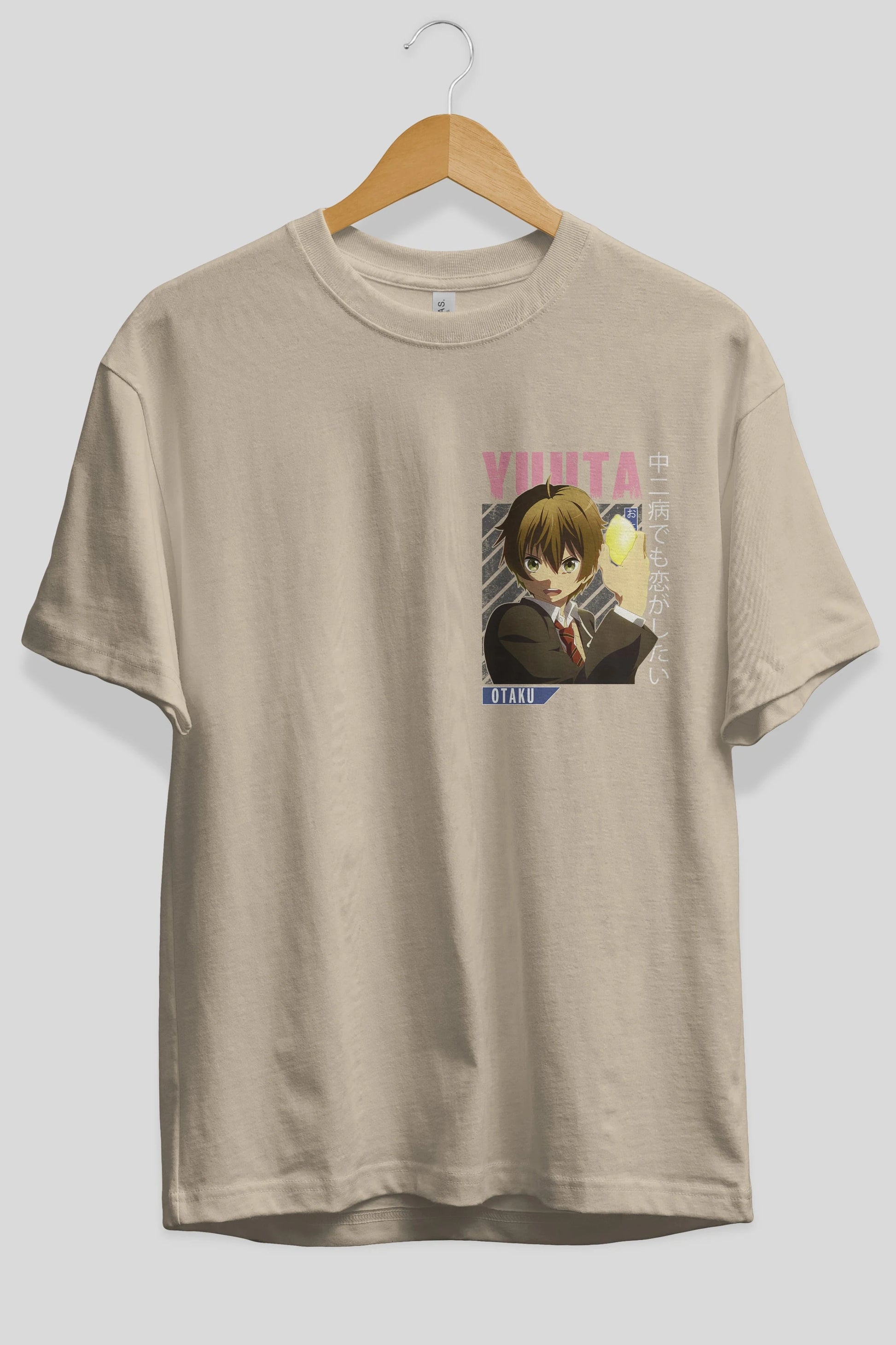 Yuuta Togashi 2 Ön Sol Baskılı Oversize t-shirt Erkek Kadın Unisex %100 Pamuk Bisiklet Yaka tişort