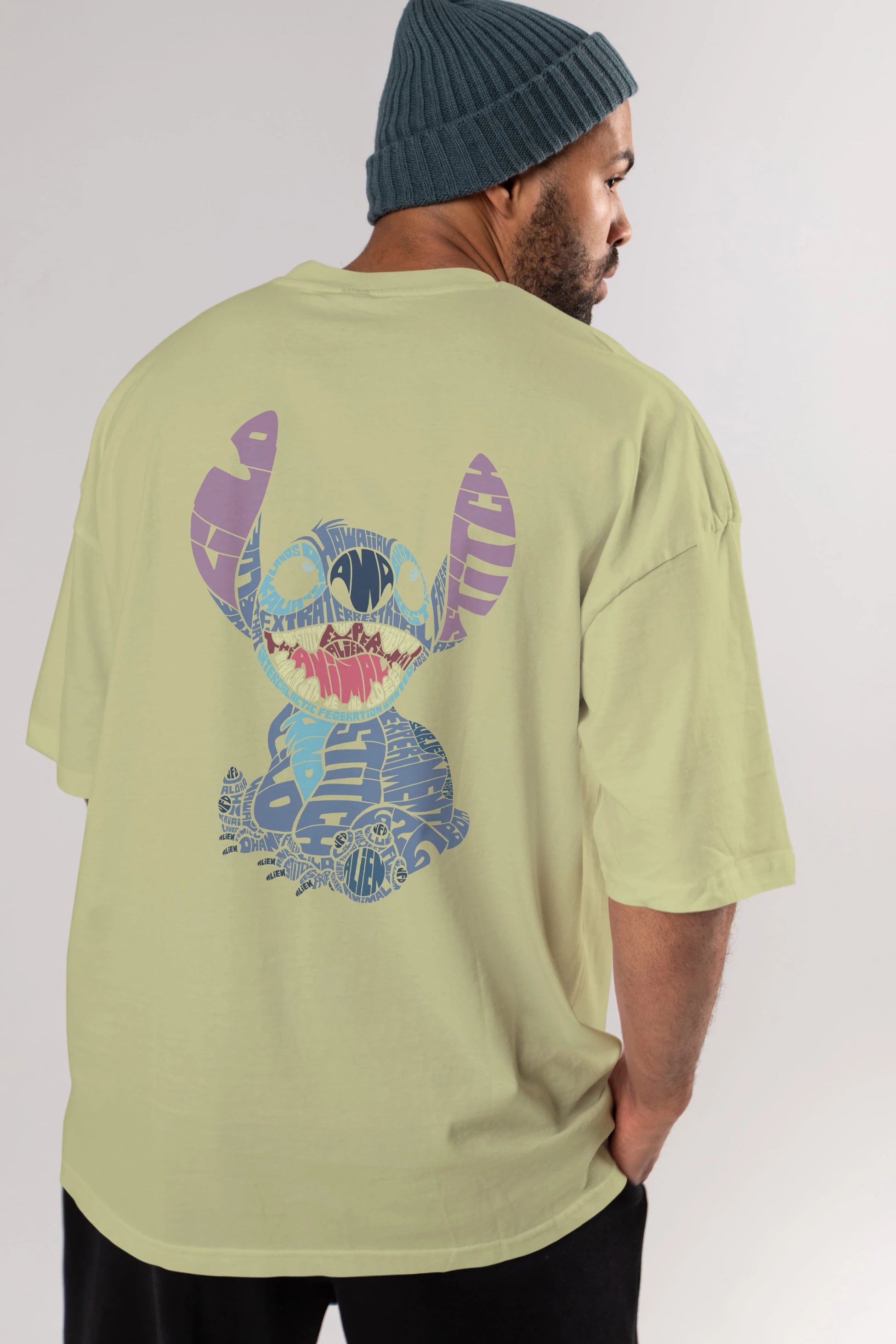 Stitch Arka Baskılı Oversize t-shirt %100 pamuk Erkek Kadın Unisex