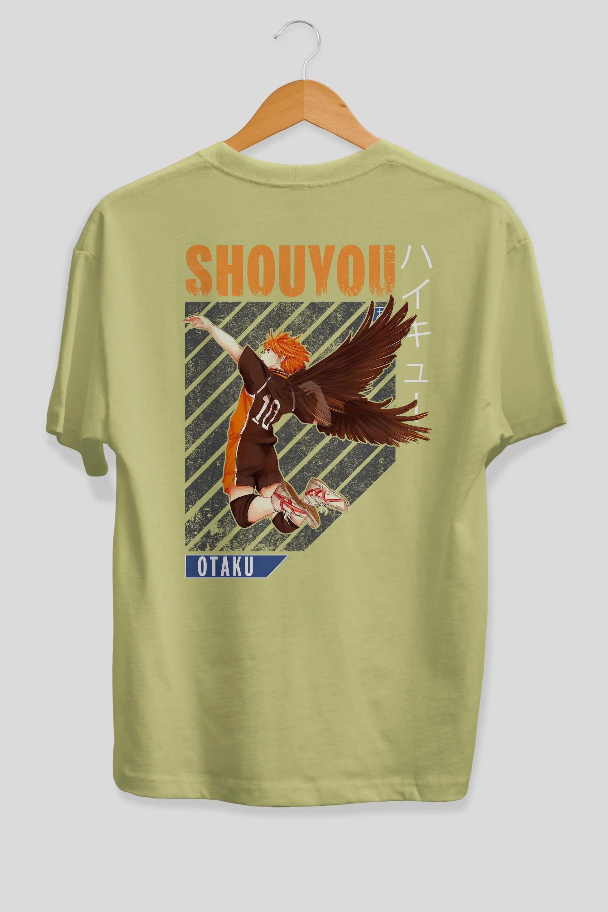 Shouyou Hinata 10 Anime Arka Baskılı Oversize t-shirt Erkek Kadın Unisex