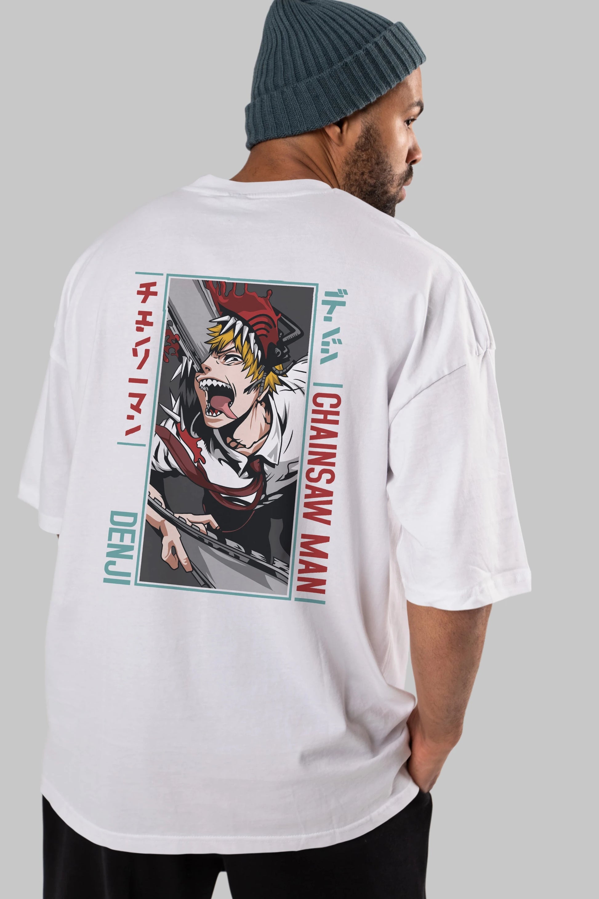 Denji Chainsaw Man Anime Arka Baskılı Oversize t-shirt Erkek Kadın Unisex