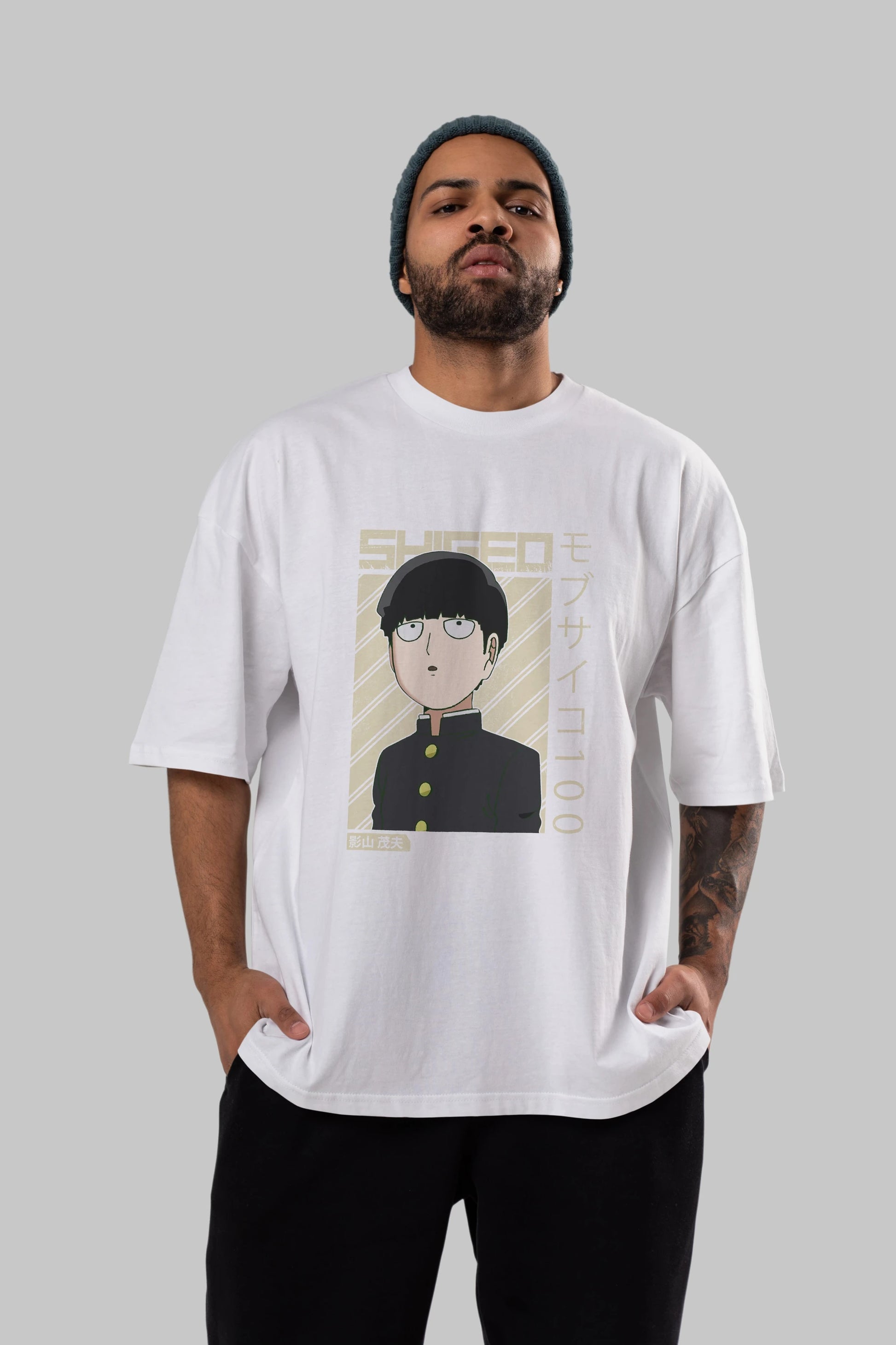 Shigeo Kageyama 2 Anime Ön Baskılı Oversize t-shirt %100 pamuk Erkek Kadın Unisex