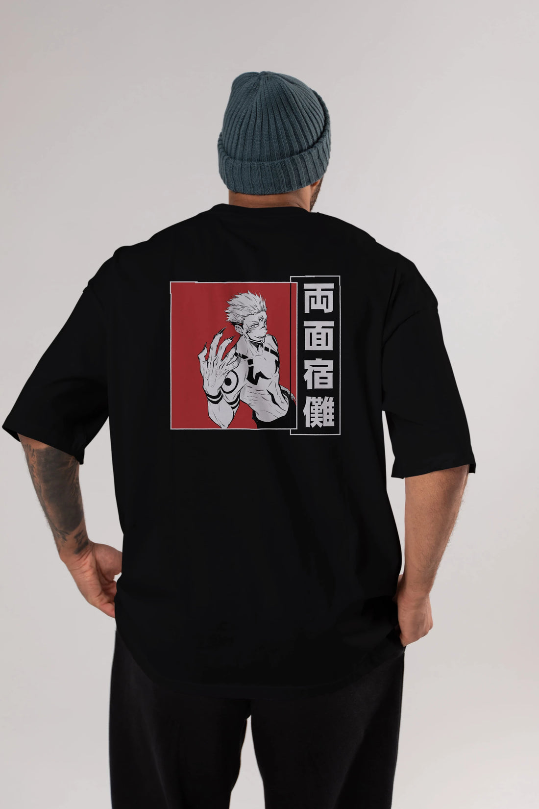 Sukuna Ryoumen 2 Anime Arka Baskılı Oversize t-shirt Erkek Kadın Unisex