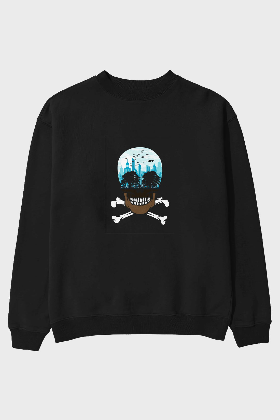 Death City Ön Baskılı Oversize Sweatshirt Erkek Kadın Unisex