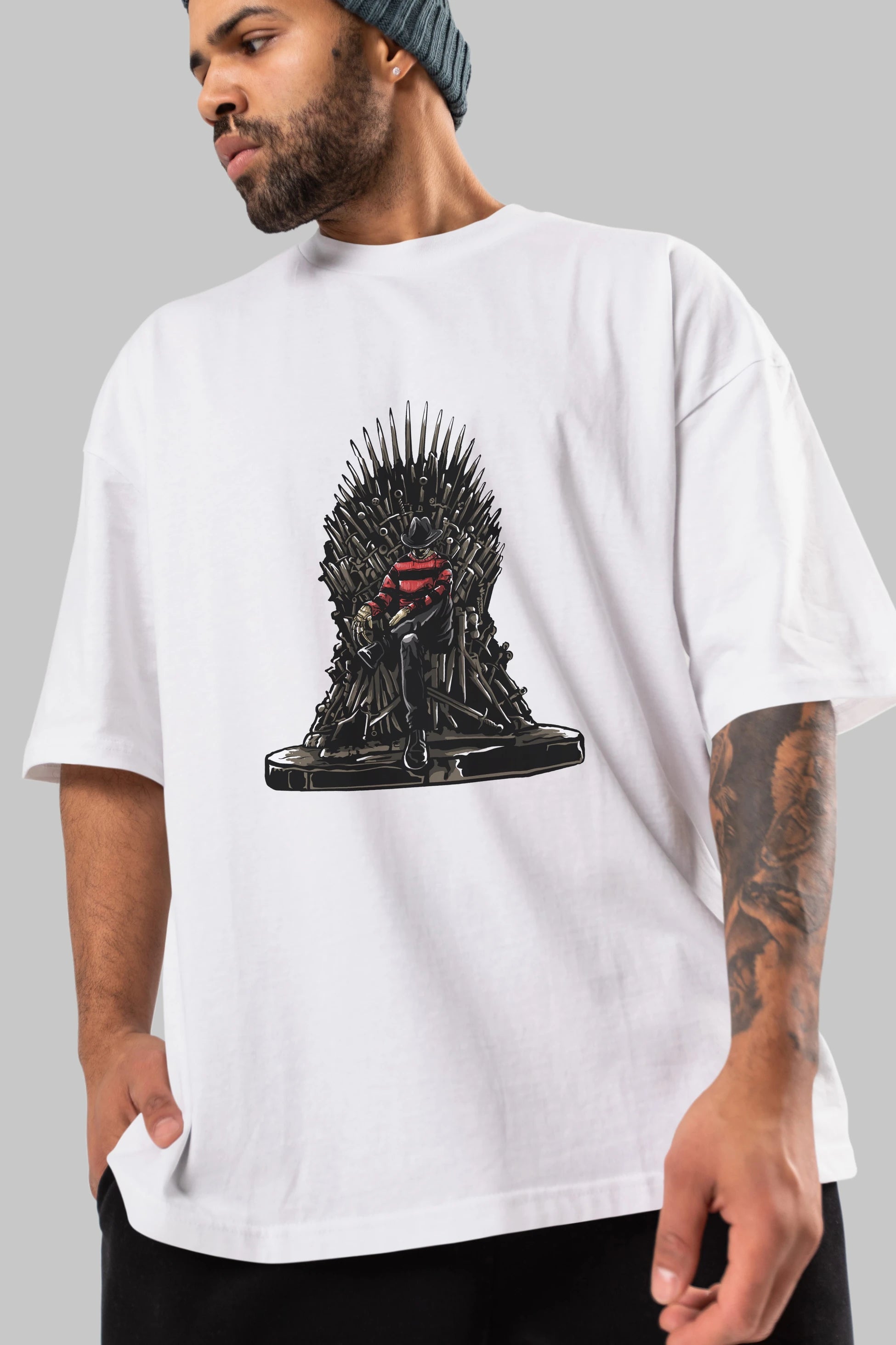 Nightmare Throne Ön Baskılı Oversize t-shirt Erkek Kadın Unisex %100 Pamuk tişort