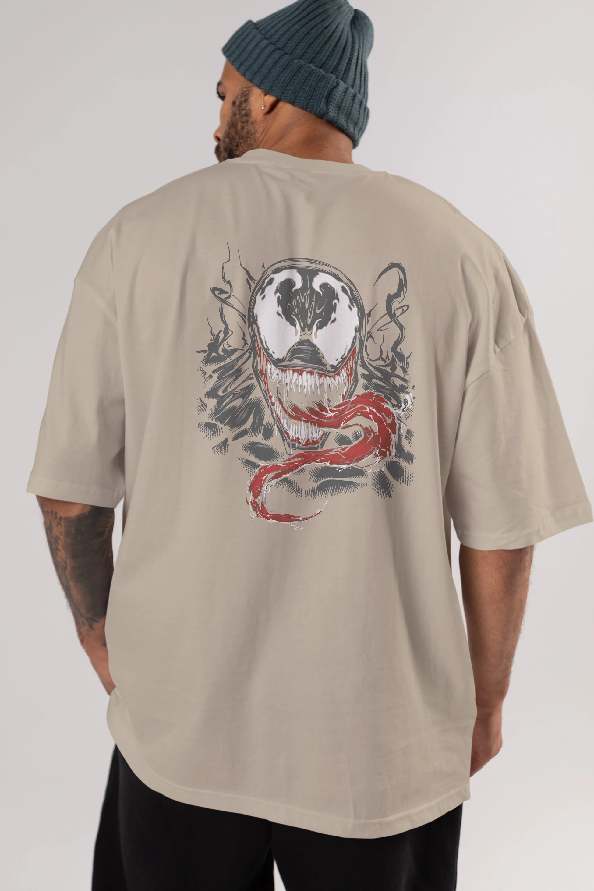 Venom (18) Arka Baskılı Oversize t-shirt Erkek Kadın Unisex %100 Pamuk Bisiklet Yaka tişort