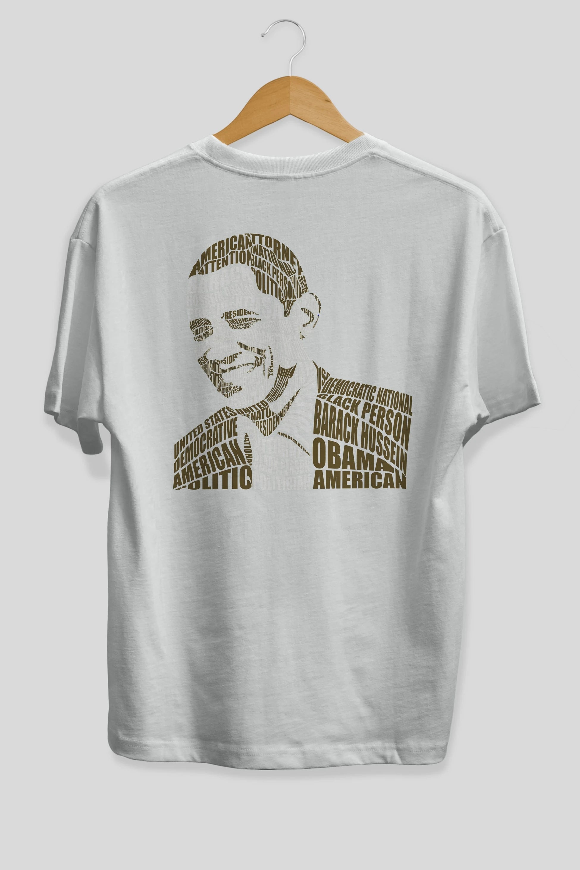 Obama Calligram Arka Baskılı Oversize t-shirt %100 pamuk Erkek Kadın Unisex