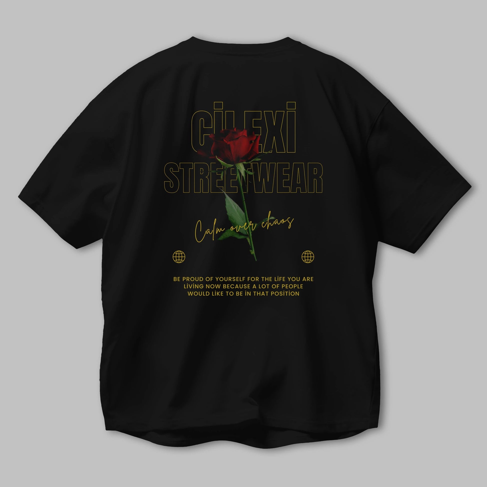 Rose Cilexi Streetwear Arka Baskılı Oversize t-shirt Erkek Kadın Unisex