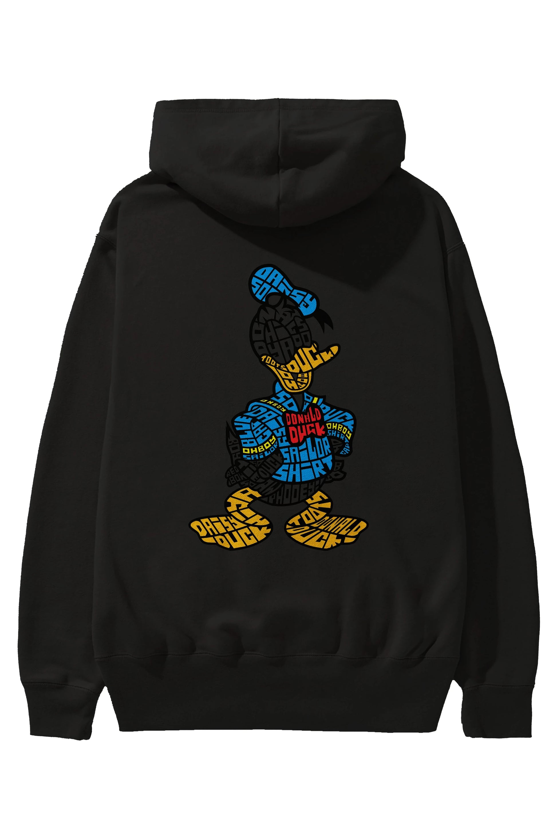 Donald Arka Baskılı Hoodie Oversize Kapüşonlu Sweatshirt Erkek Kadın Unisex