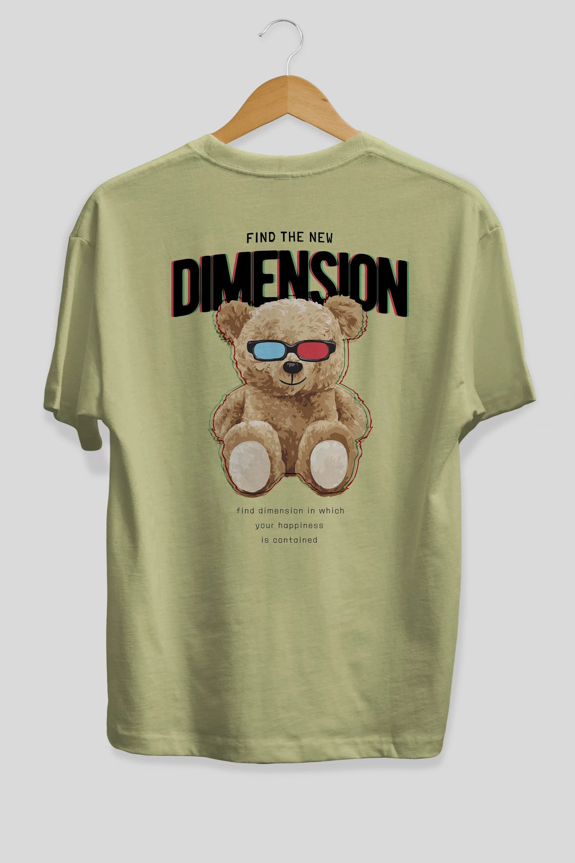 Teddy Bear Dimension Arka Baskılı Oversize t-shirt Erkek Kadın Unisex %100 Pamuk