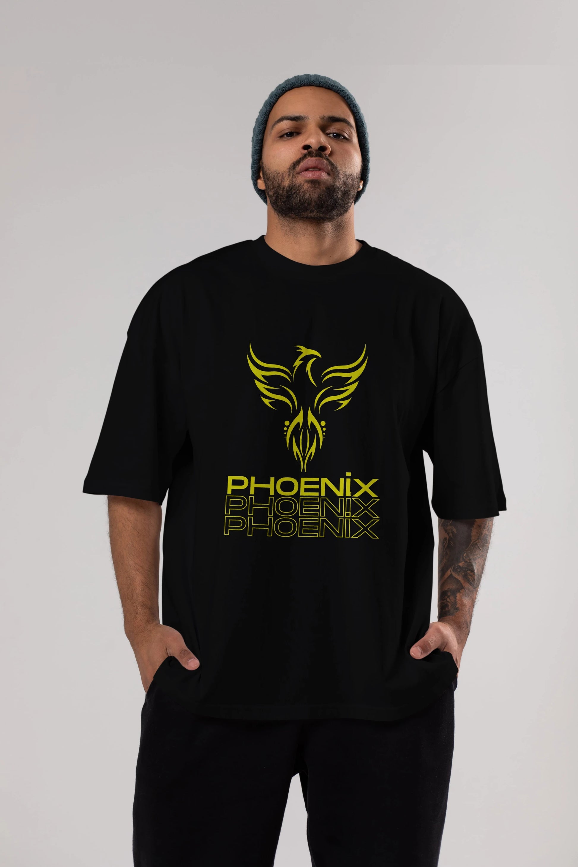 Phoenix Yazılı Ön Baskılı Oversize t-shirt Erkek Kadın Unisex
