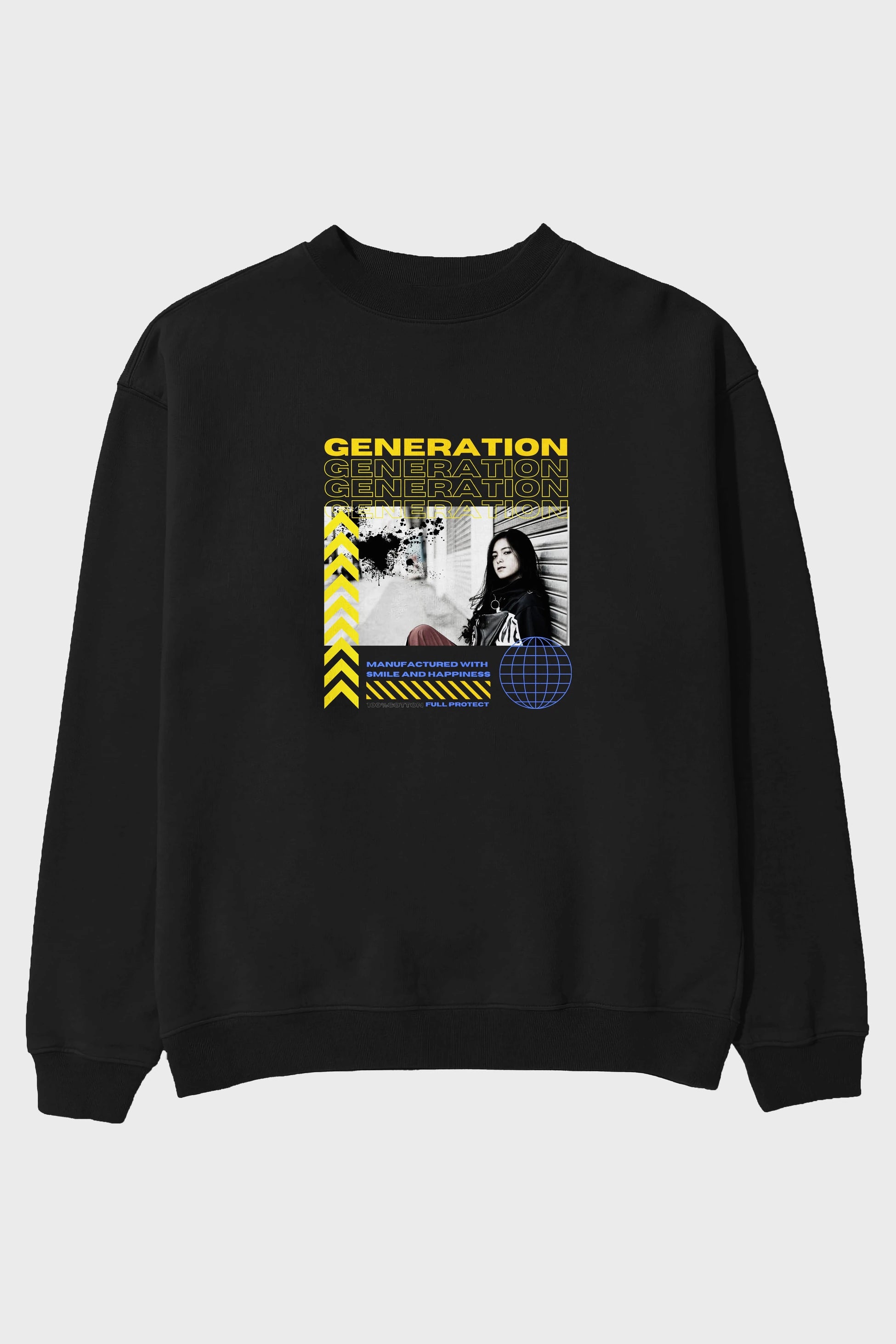 Generation Yazılı Ön Baskılı Oversize Sweatshirt Erkek Kadın Unisex