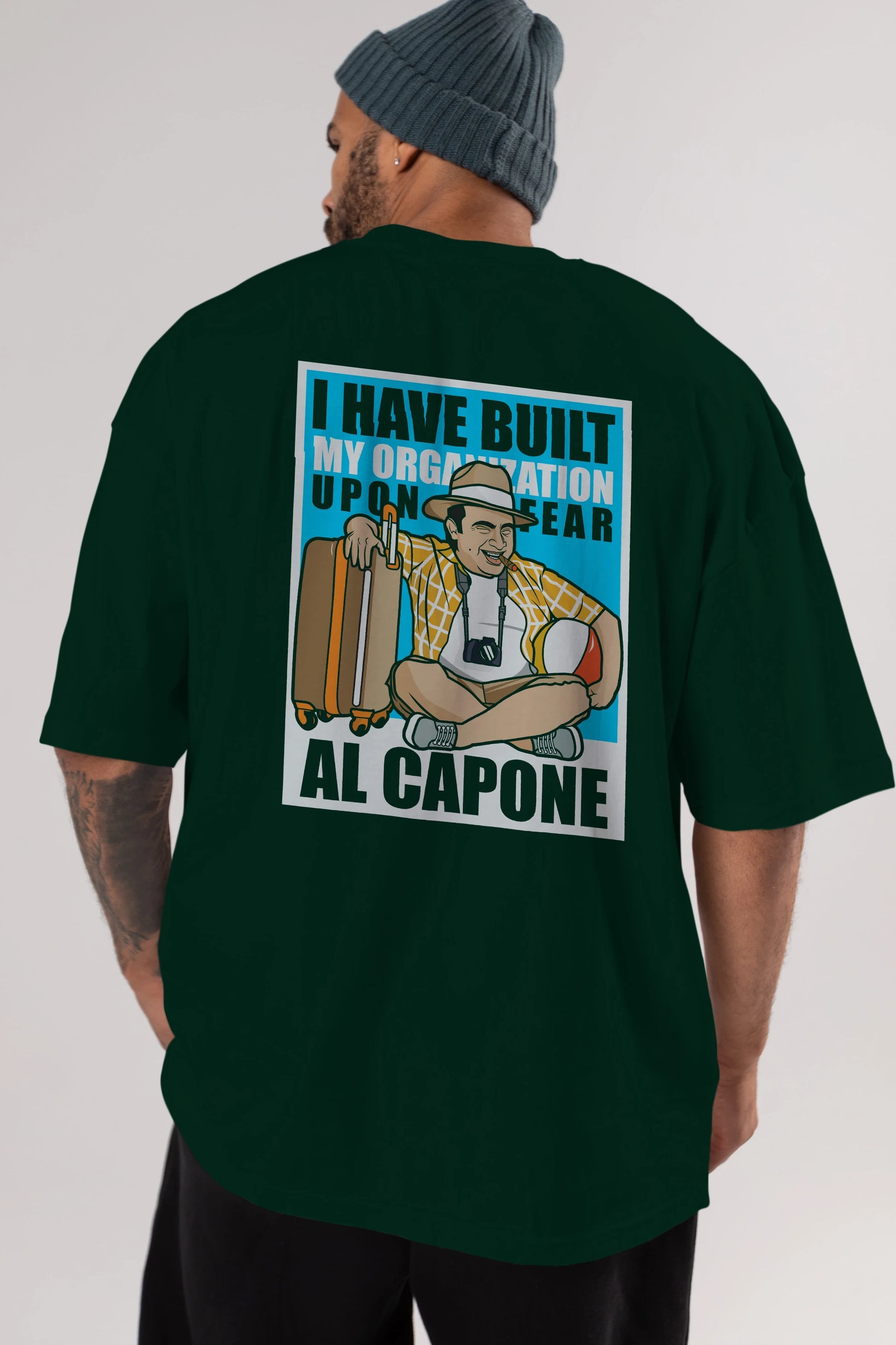 Al Capone Holiday Arka Baskılı Oversize t-shirt Erkek Kadın Unisex %100 Pamuk tişort