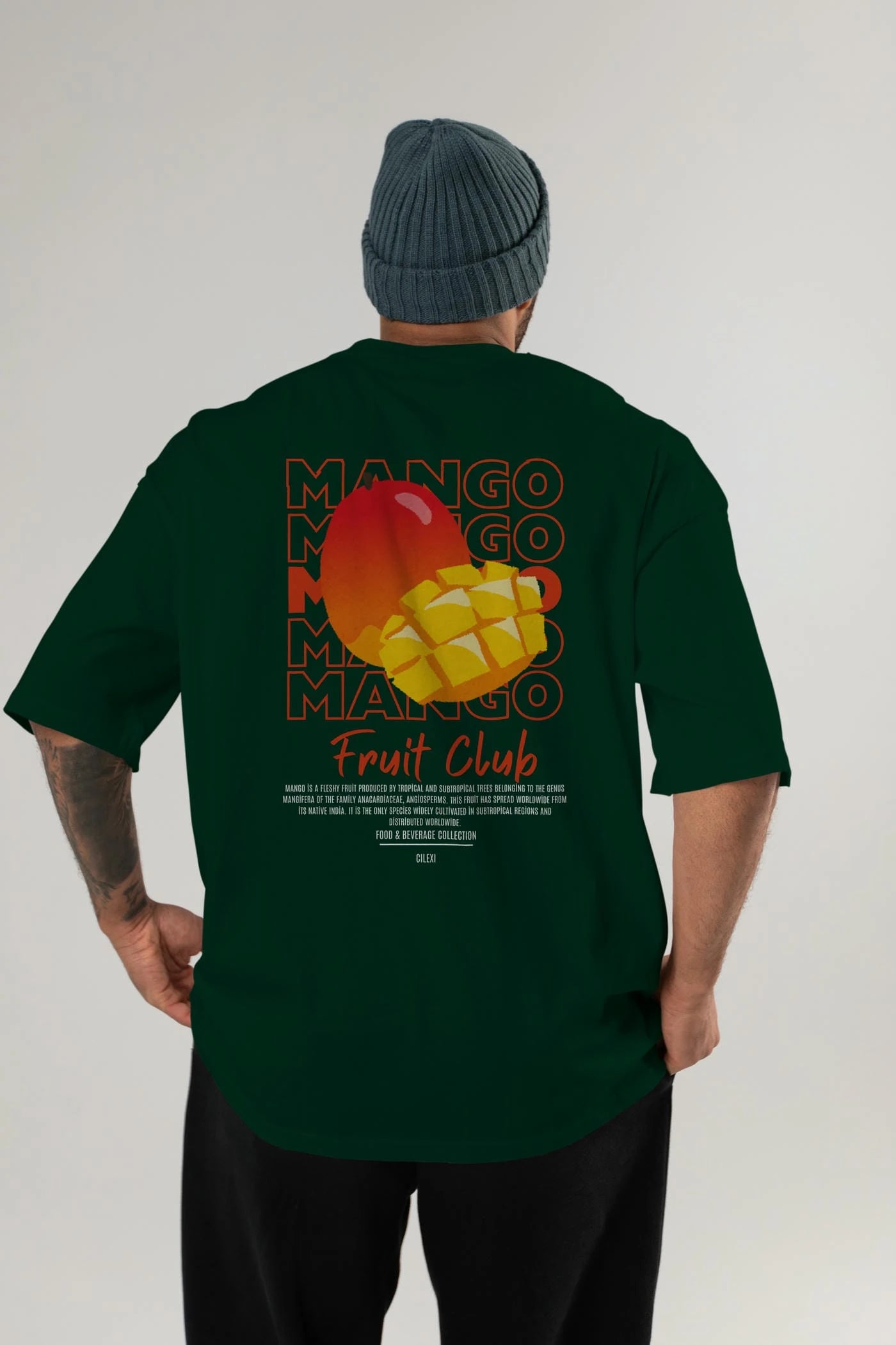 Mango Arka Baskılı Oversize t-shirt Erkek Kadın Pamuk Bisiklet Yaka tişort