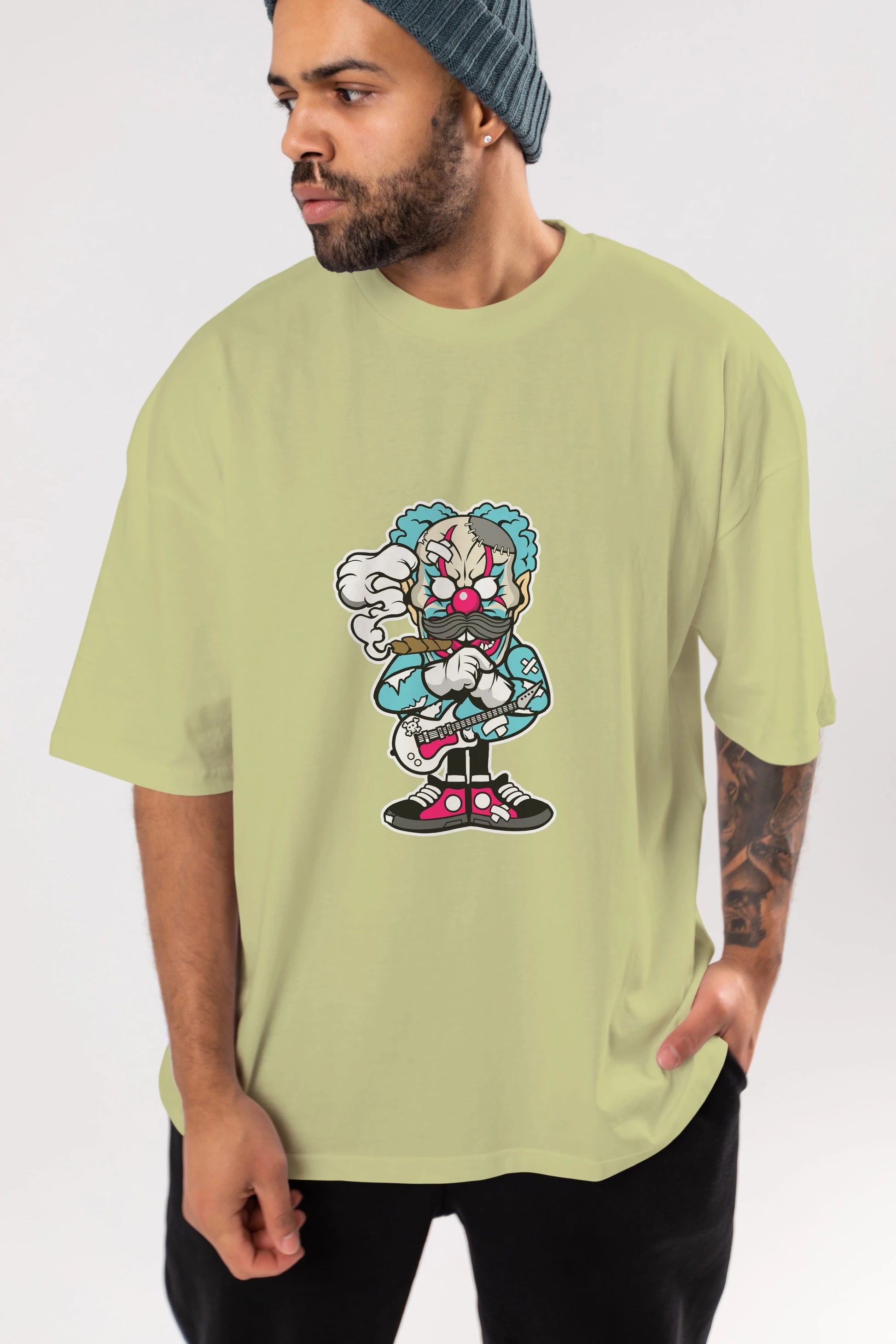 Clown Monster Ön Baskılı Oversize t-shirt Erkek Kadın Unisex %100 Pamuk tişort