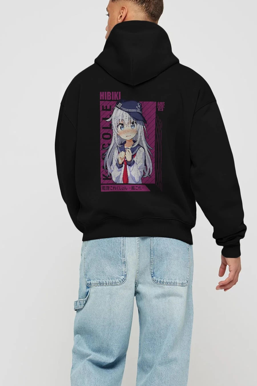 Hibiki 4 Anime Arka Baskılı Hoodie Oversize Kapüşonlu Sweatshirt Erkek Kadın Unisex