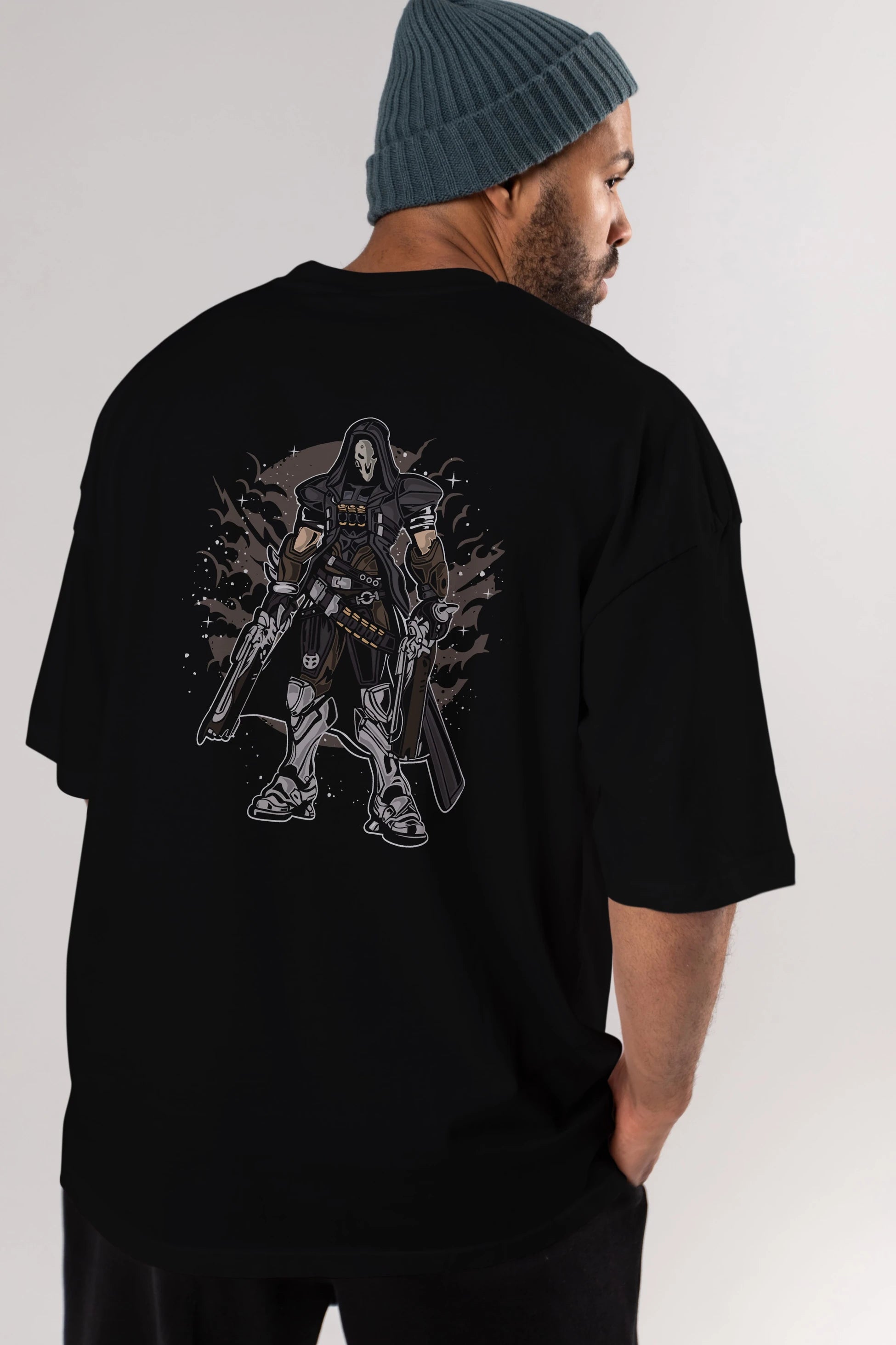 REAPER Arka Baskılı Oversize t-shirt Erkek Kadın Unisex %100 Pamuk