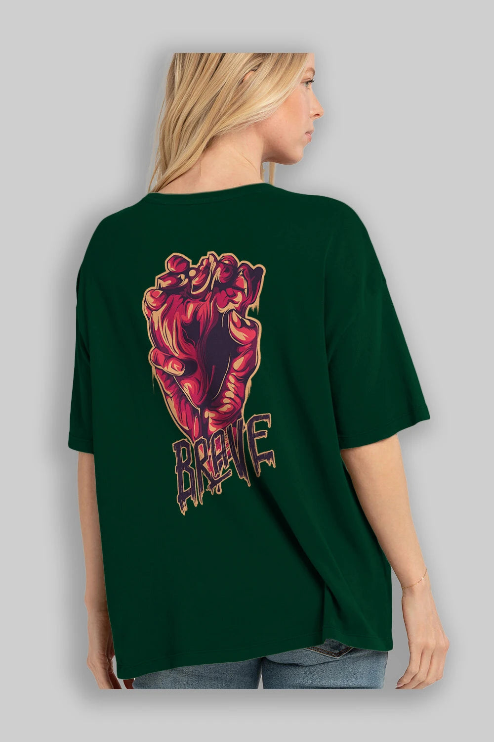 Brave Streetwear Arka Baskılı Oversize t-shirt Erkek Kadın Unisex