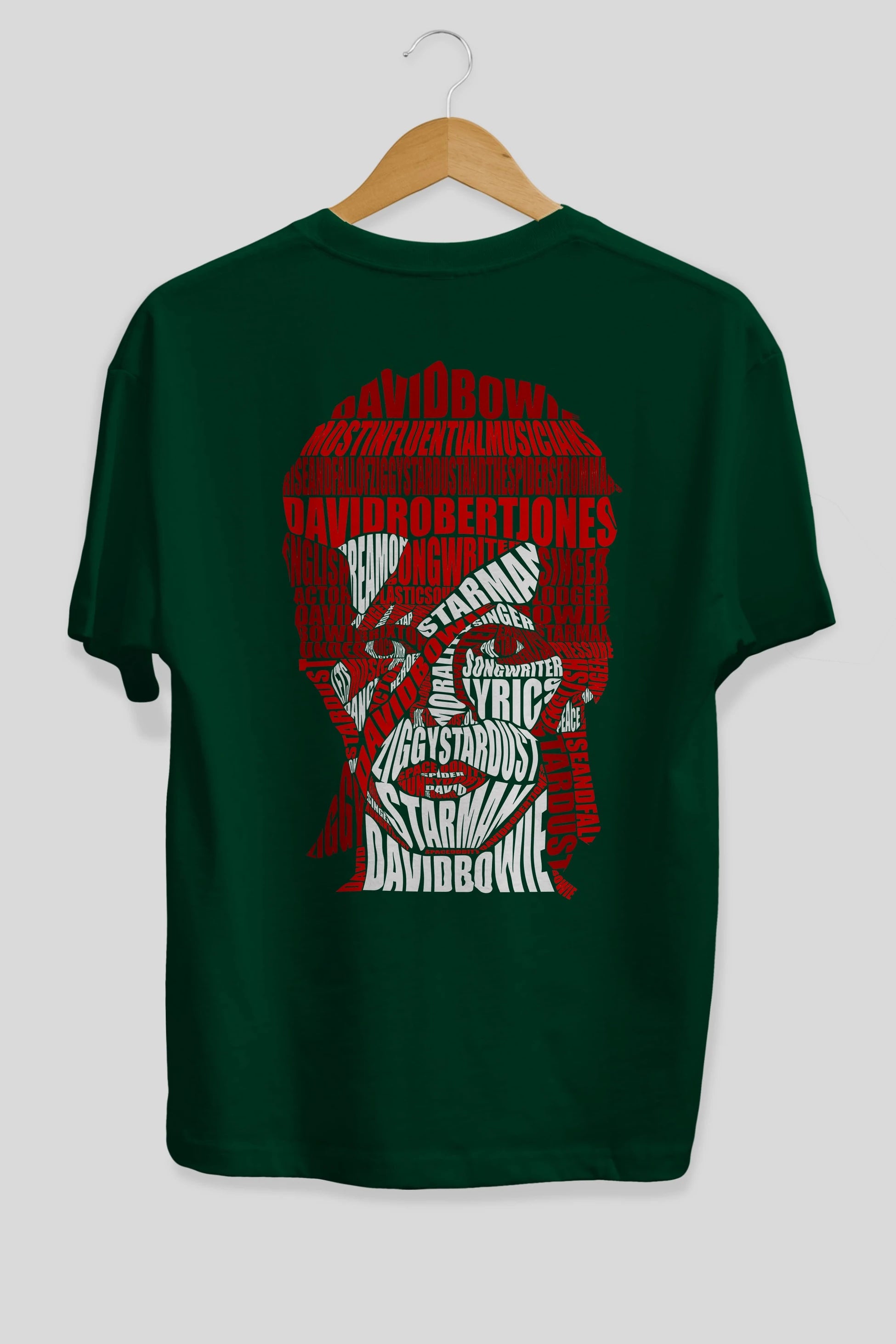 David Bowie Calligram Arka Baskılı Oversize t-shirt %100 pamuk Erkek Kadın Unisex