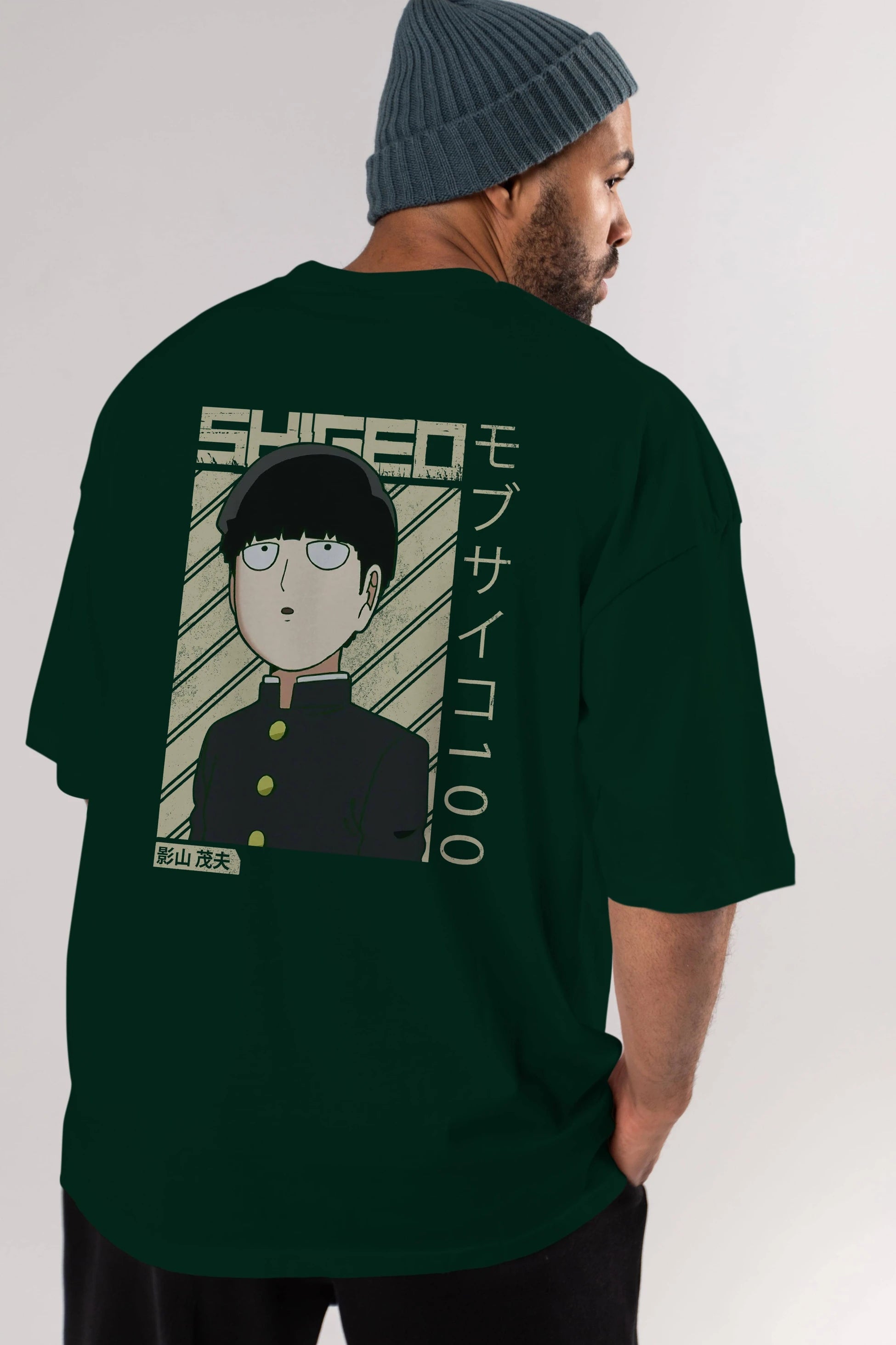 Shigeo Kageyama 2 Anime Arka Baskılı Oversize t-shirt Erkek Kadın Unisex