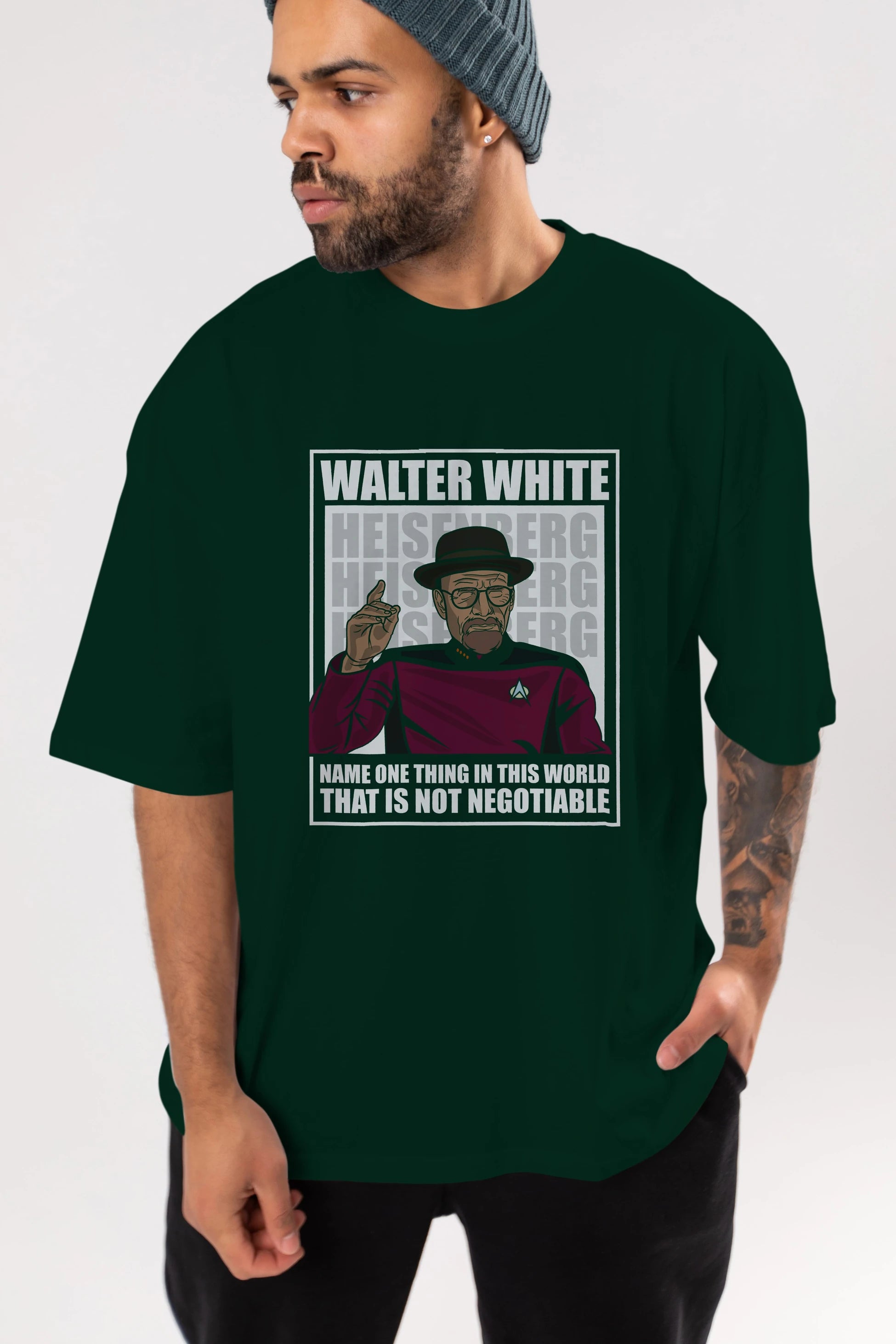 Captain Pixard Heisenberg Ön Baskılı Oversize t-shirt Erkek Kadın Unisex %100 Pamuk tişort