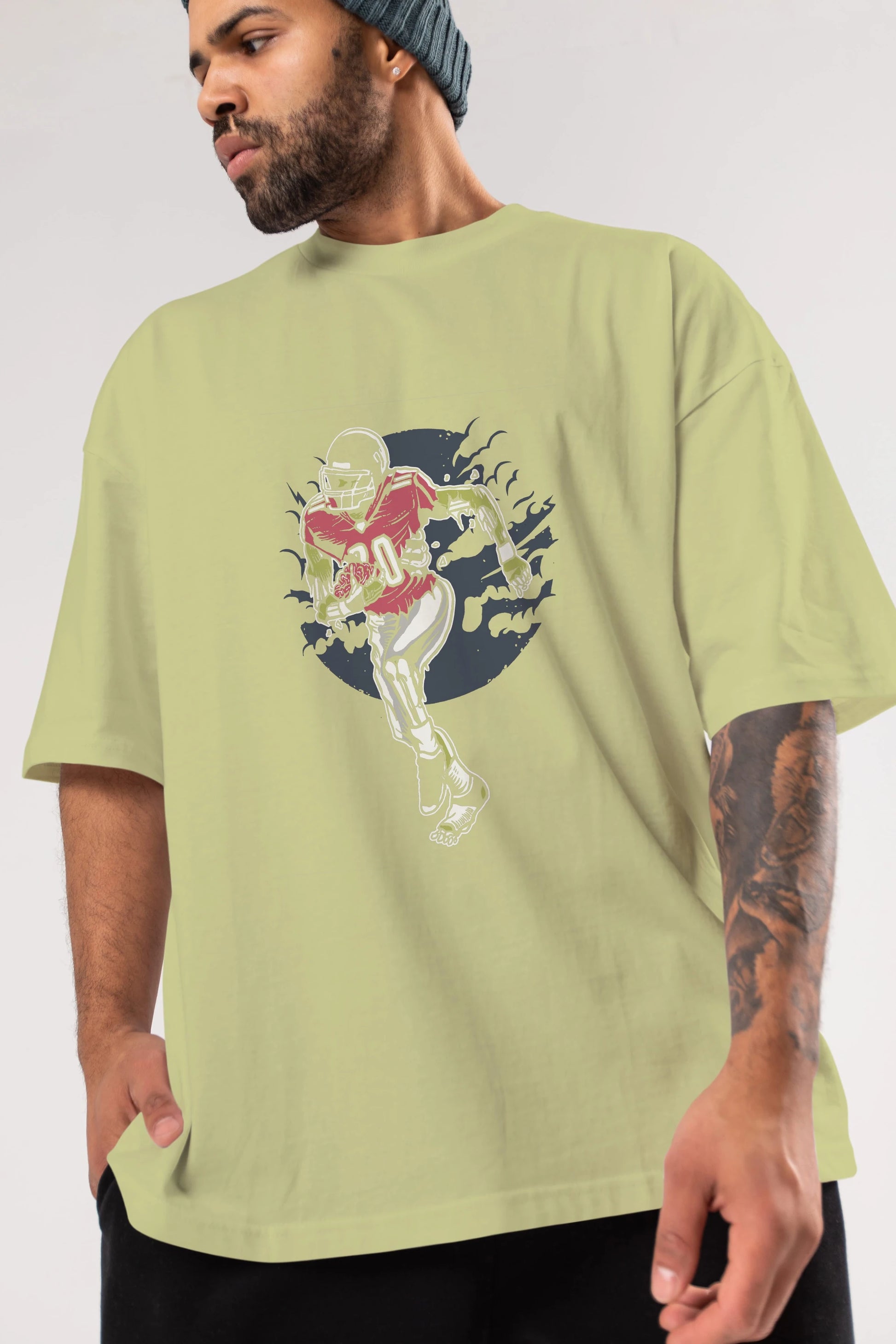 Zombie Football Ön Baskılı Oversize t-shirt Erkek Kadın Unisex %100 Pamuk tişort