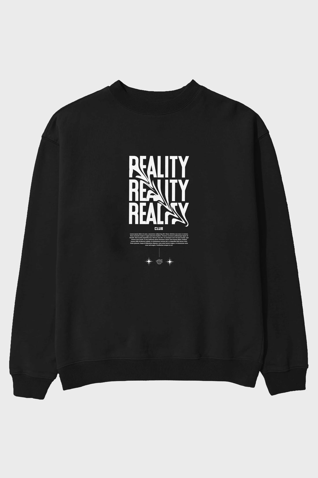 Reality Yazılı Ön Baskılı Oversize Sweatshirt Erkek Kadın Unisex