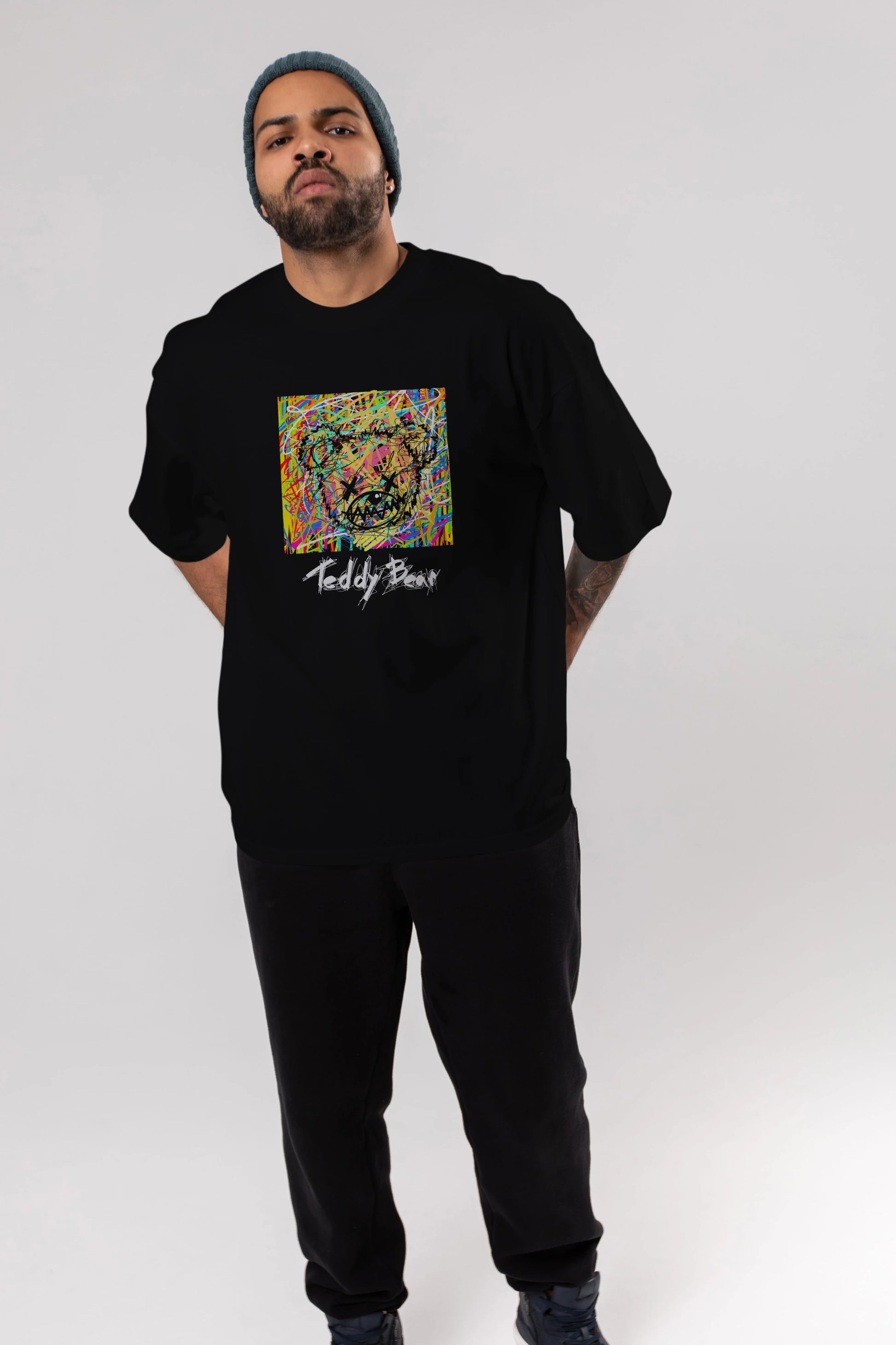 Teddy Bear 3 Ön Baskılı Oversize t-shirt Erkek Kadın Unisex