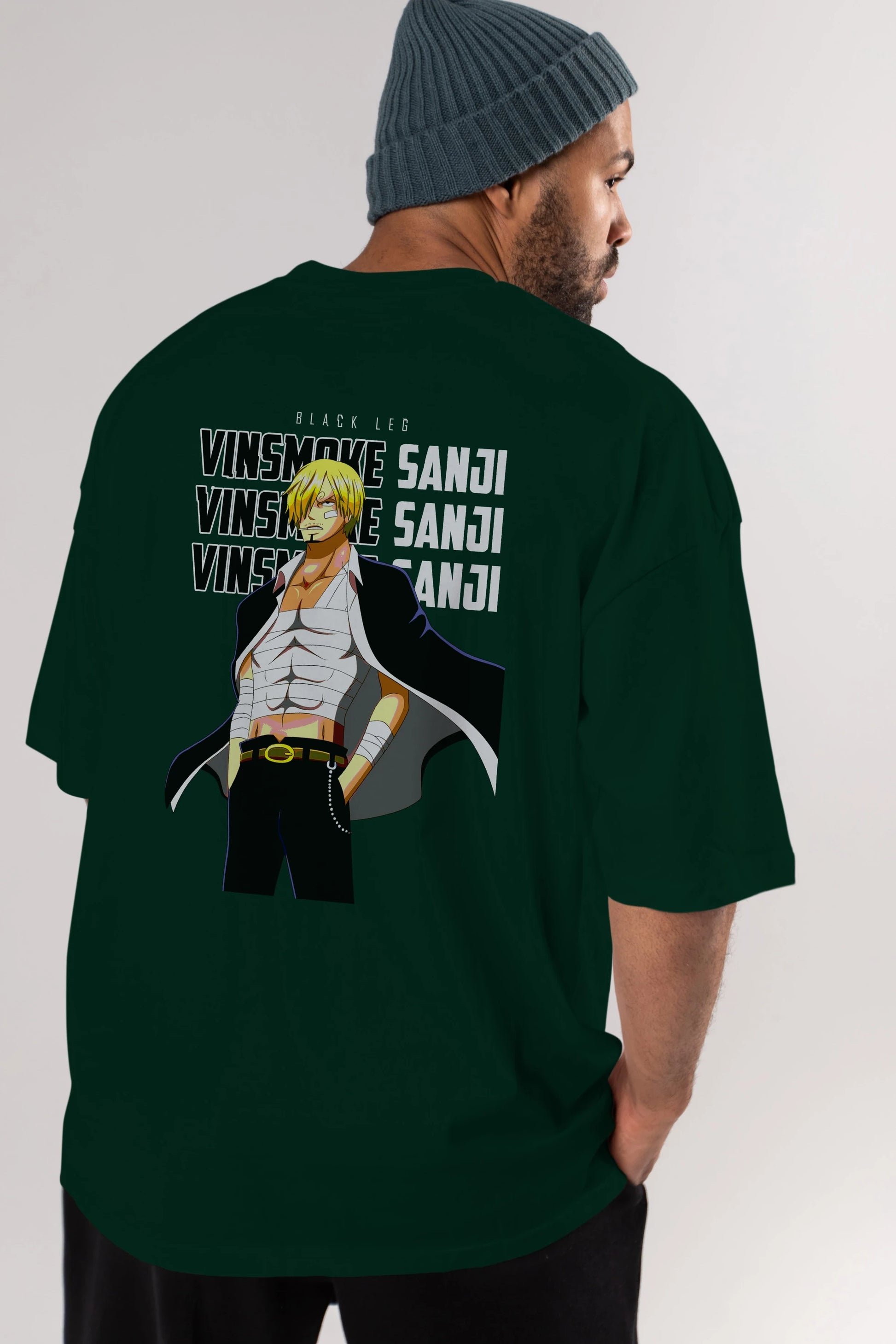 Sanji Anime Arka Baskılı Oversize t-shirt Erkek Kadın Unisex %100 pamuk tişort