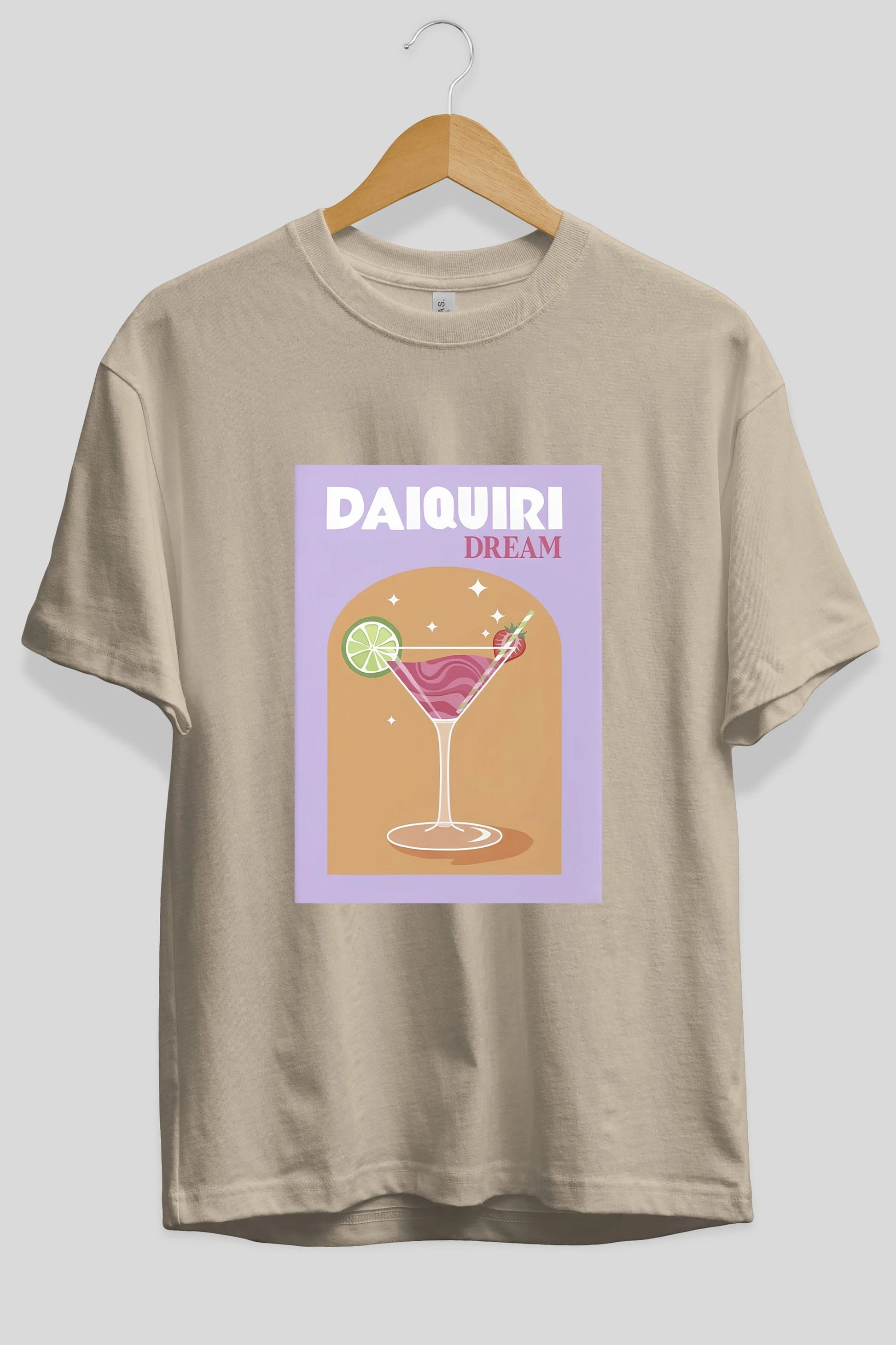Daiquiri Dream Ön Baskılı Oversize t-shirt Erkek Kadın Unisex %100 Pamuk Bisiklet Yaka tişort