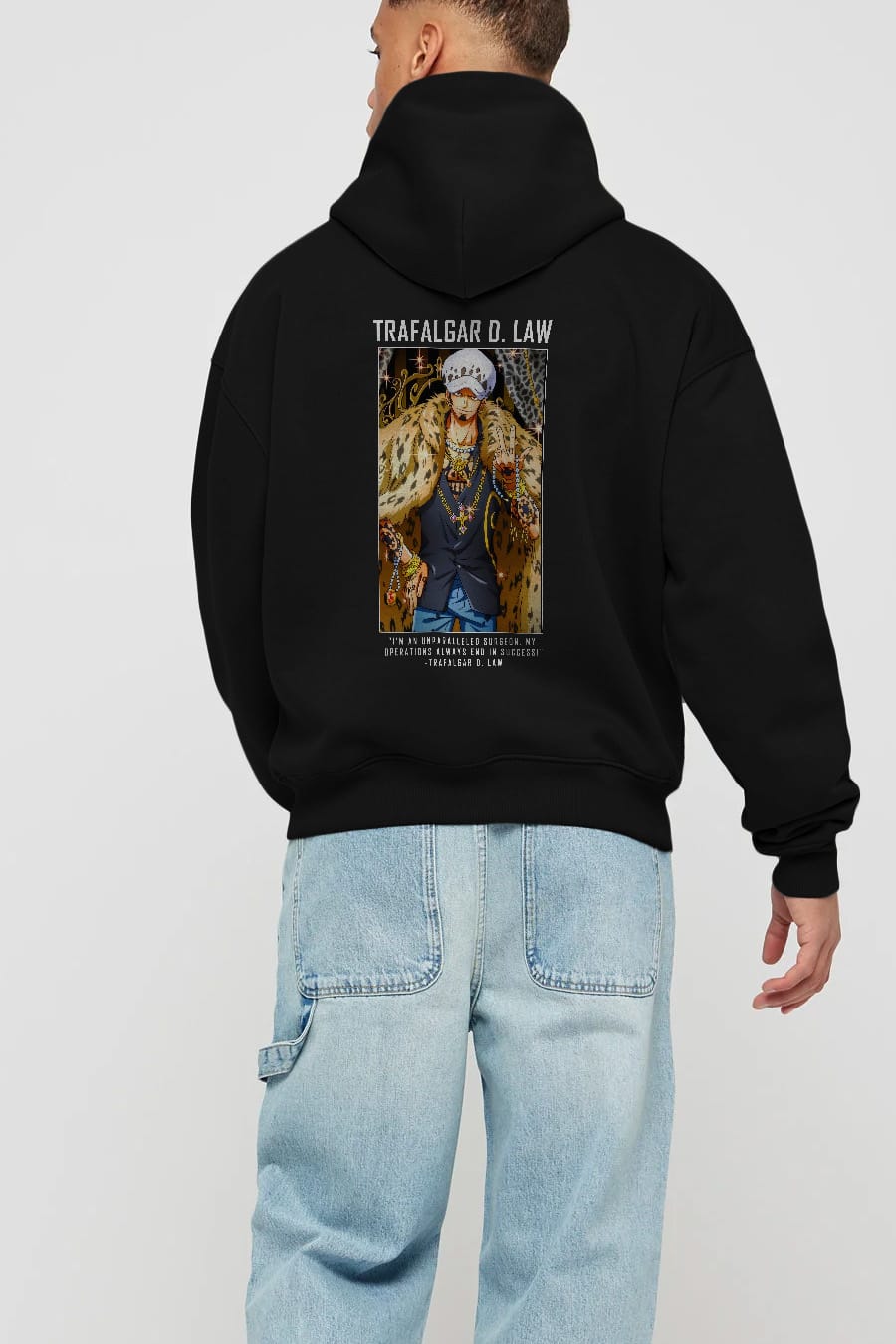 Trafalgar D. Water Law 2 Anime Arka Baskılı Hoodie Oversize Kapüşonlu Sweatshirt Erkek Kadın Unisex