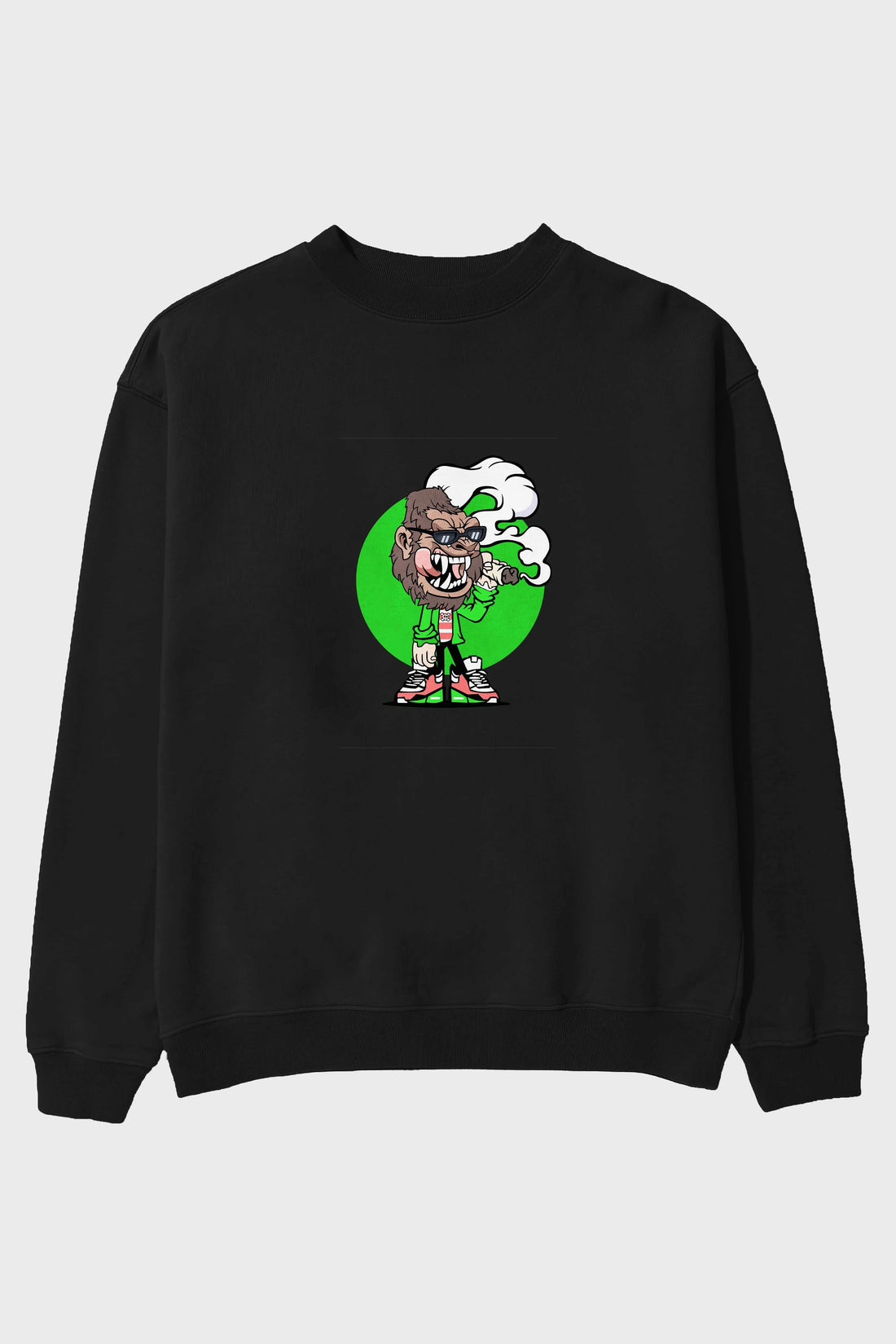 Gorilla Smoker Ön Baskılı Oversize Sweatshirt Erkek Kadın Unisex