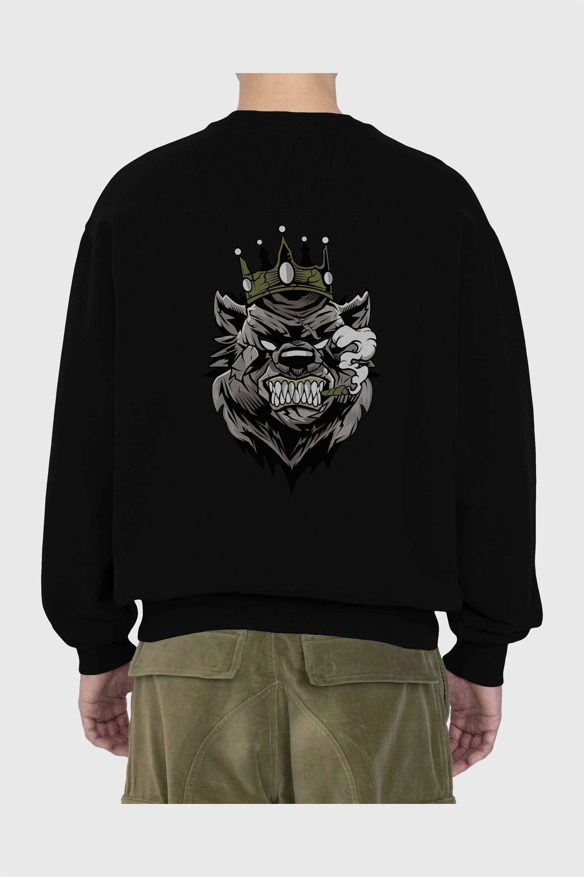 Bear King Arka Baskılı Oversize Sweatshirt Erkek Kadın Unisex