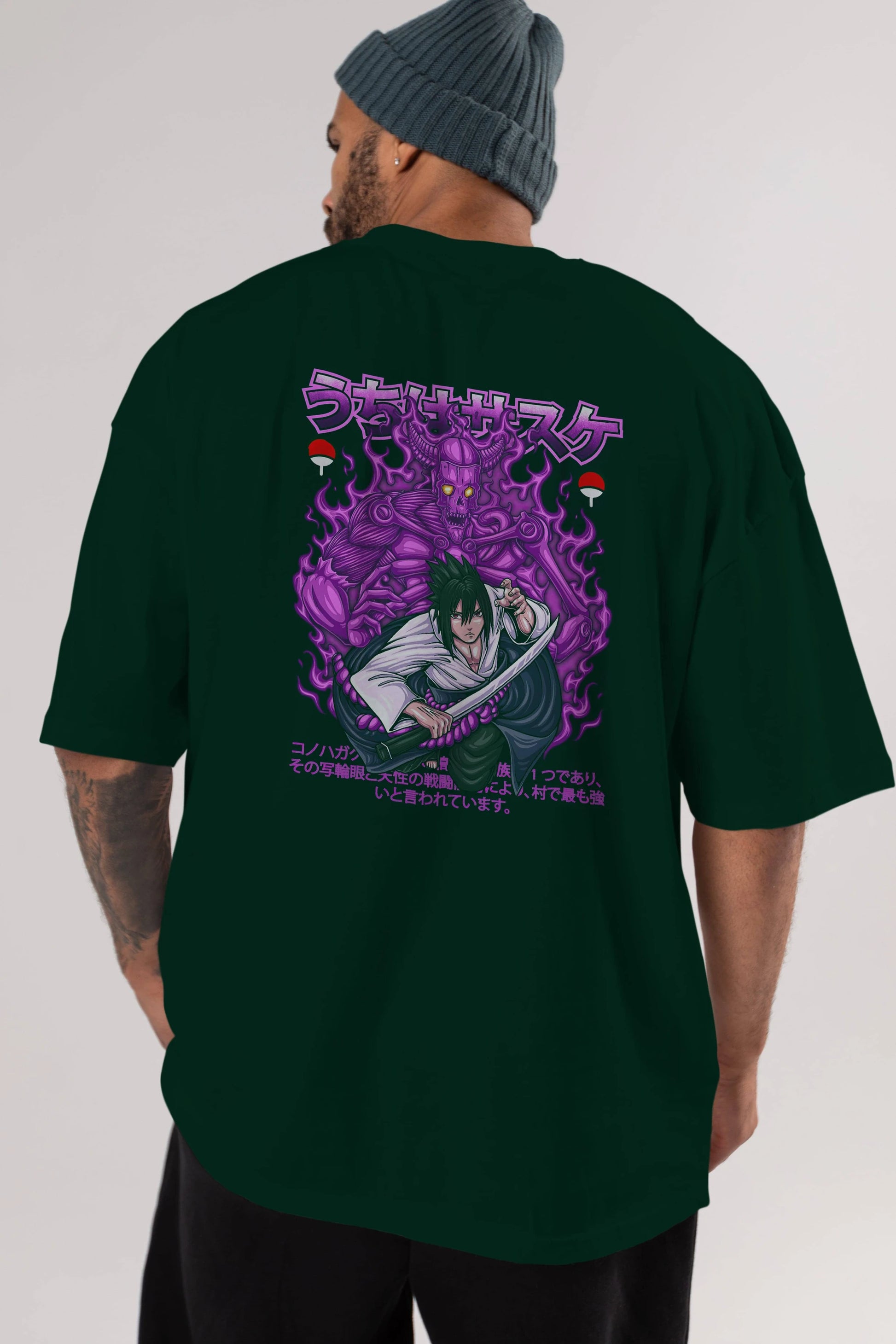 SASUKE UCHIHA NARUTO Anime Arka Baskılı Oversize t-shirt Erkek Kadın Unisex