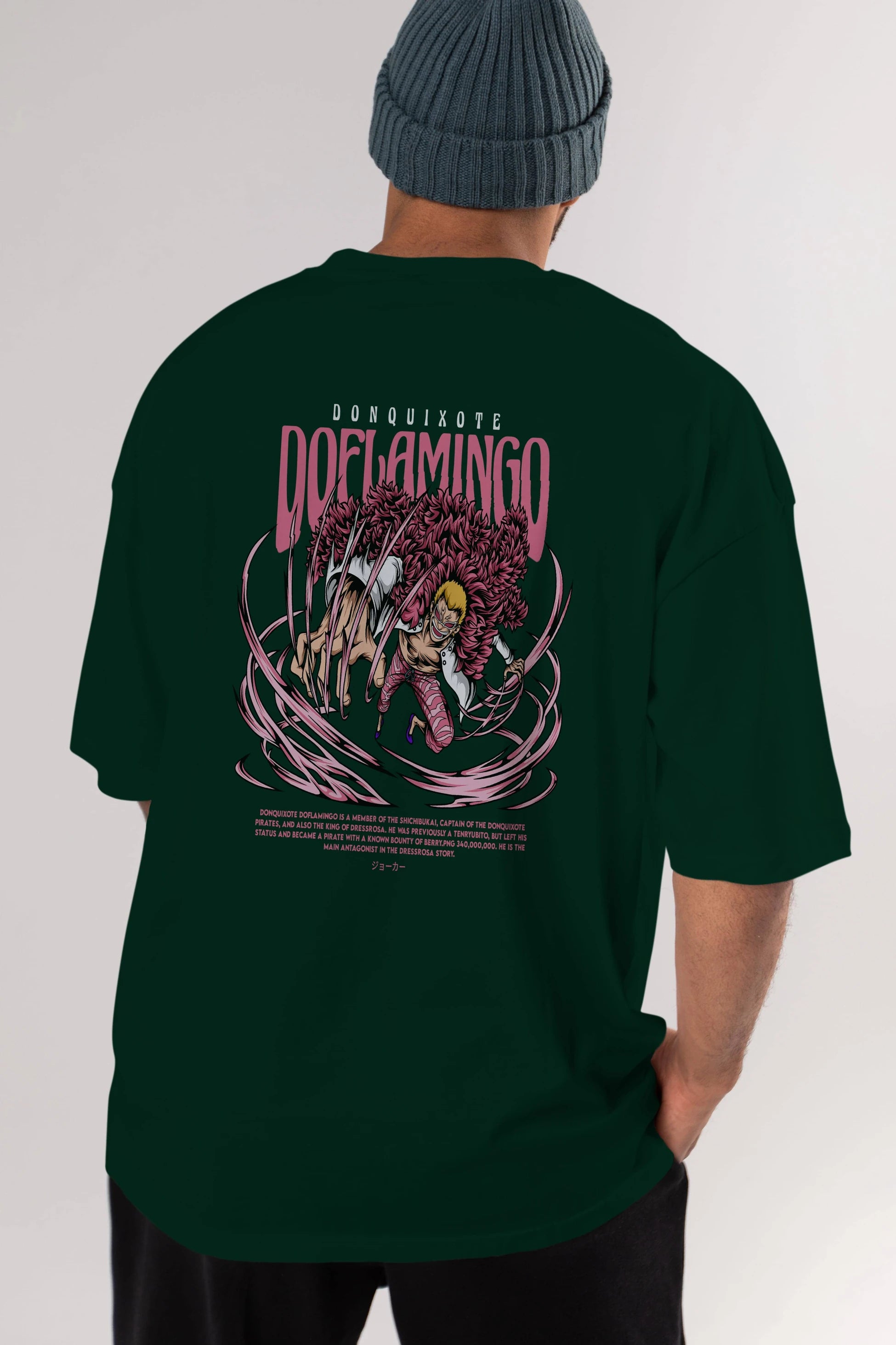 Doflamingo Anime Arka Baskılı Oversize t-shirt Erkek Kadın Unisex