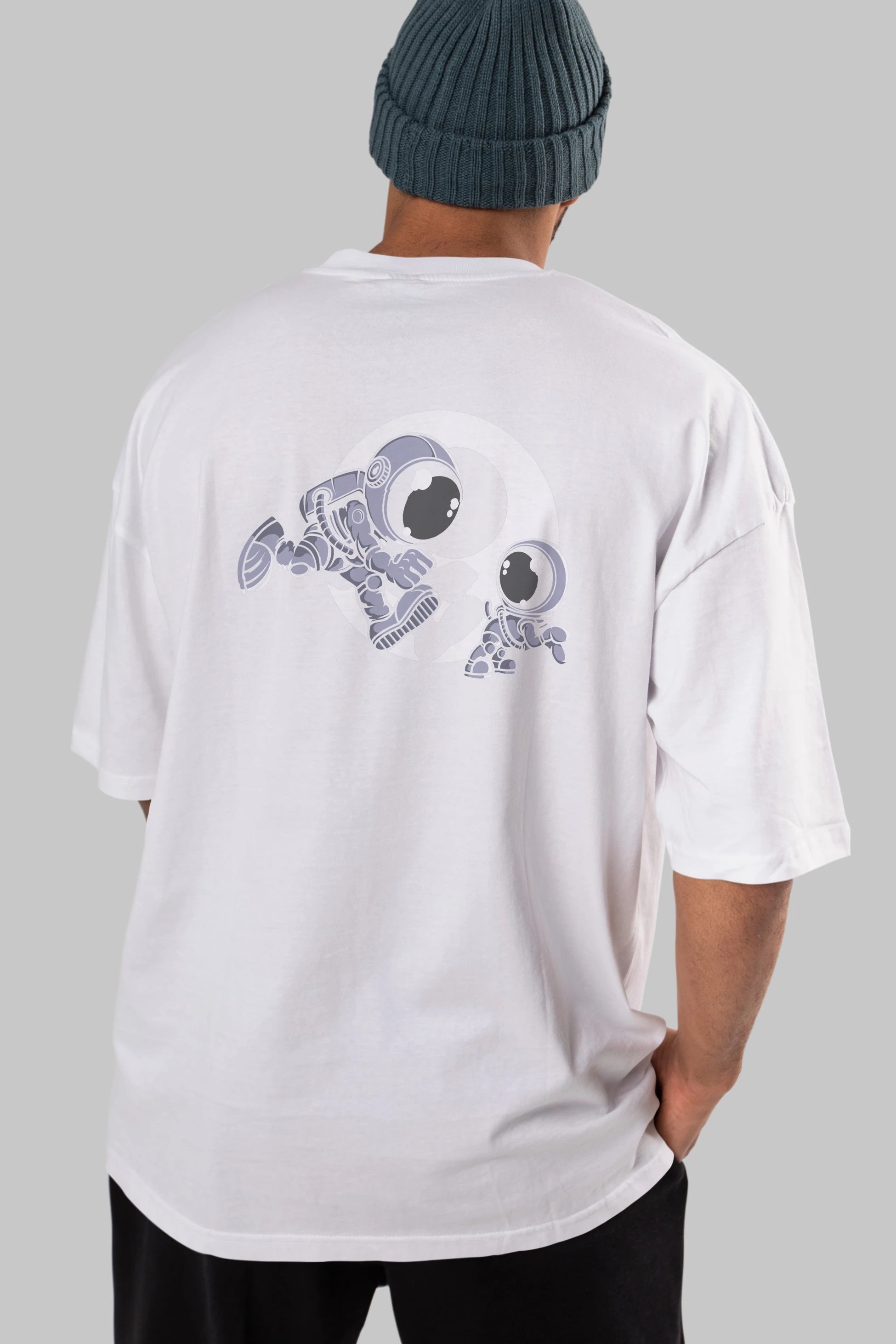 Astronaut And Little Dog Arka Baskılı Oversize t-shirt Erkek Kadın Unisex