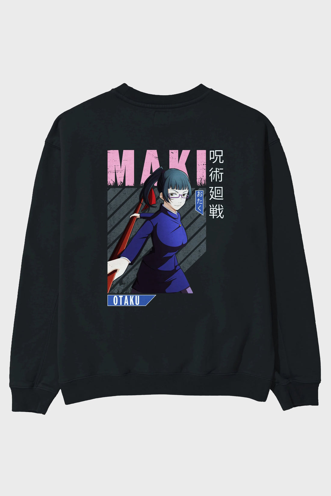Maki Zenin CHAINSAWMAN Anime Arka Baskılı Oversize Sweatshirt Erkek Kadın Unisex