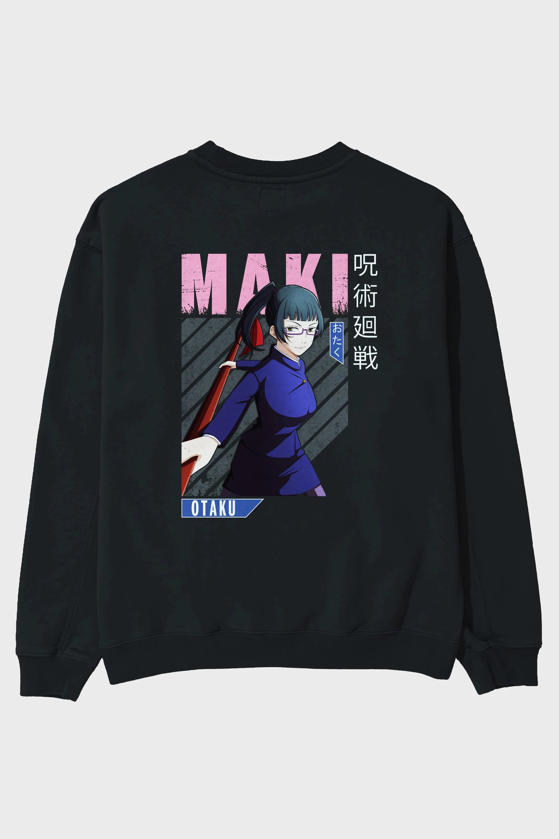 Maki Zenin CHAINSAWMAN Anime Arka Baskılı Oversize Sweatshirt Erkek Kadın Unisex