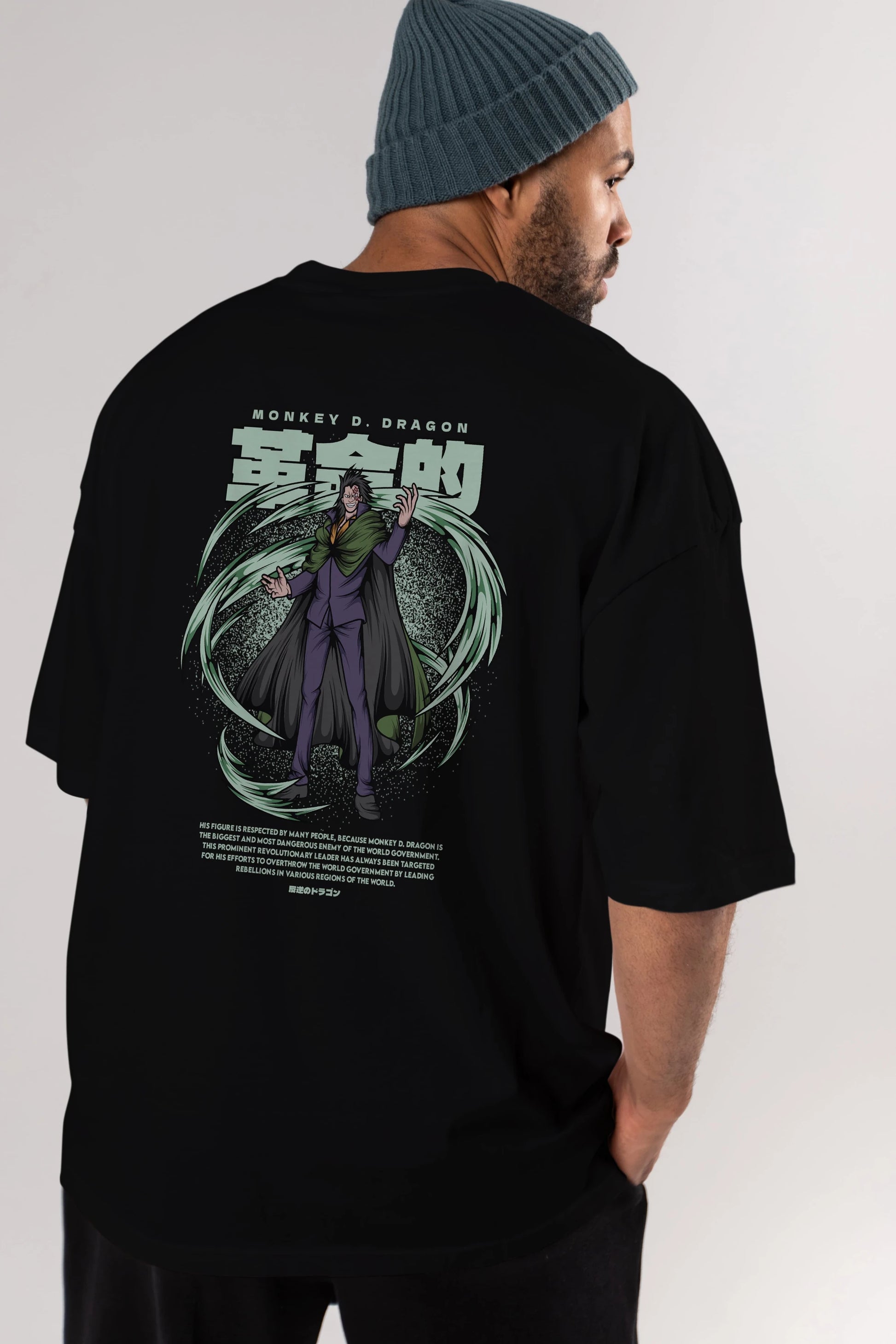 Monkey D. Dragon Anime Arka Baskılı Oversize t-shirt Erkek Kadın Unisex