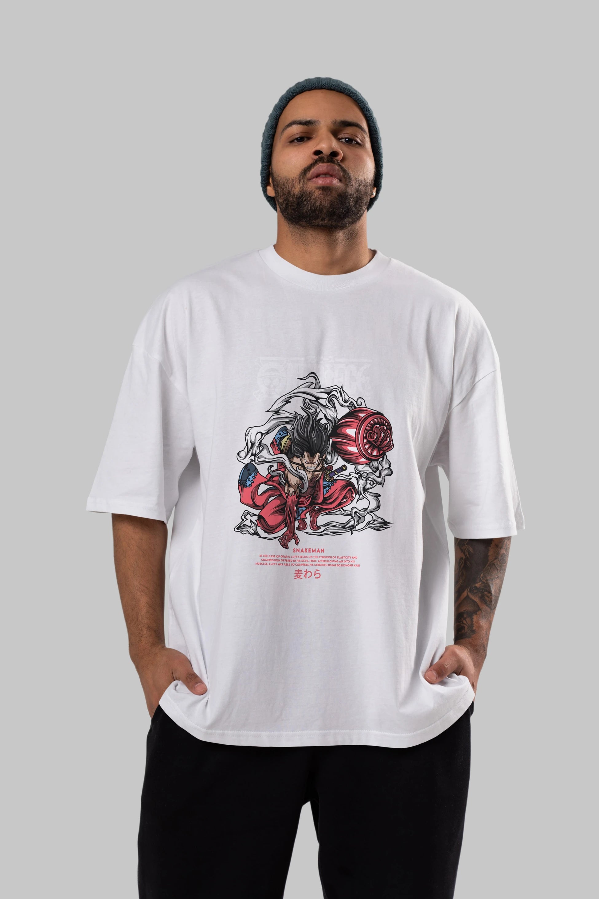 One Piece Snakeman Anime Ön Baskılı Oversize t-shirt %100 pamuk Erkek Kadın Unisex