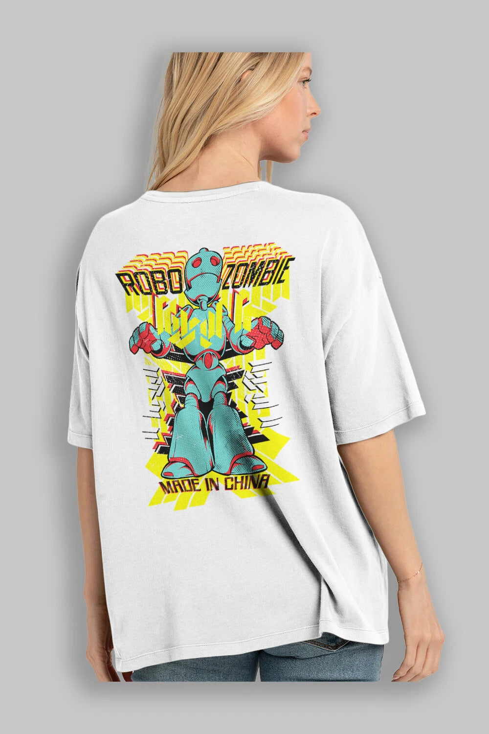 Robo Zombie Arka Baskılı Oversize t-shirt Erkek Kadın Unisex