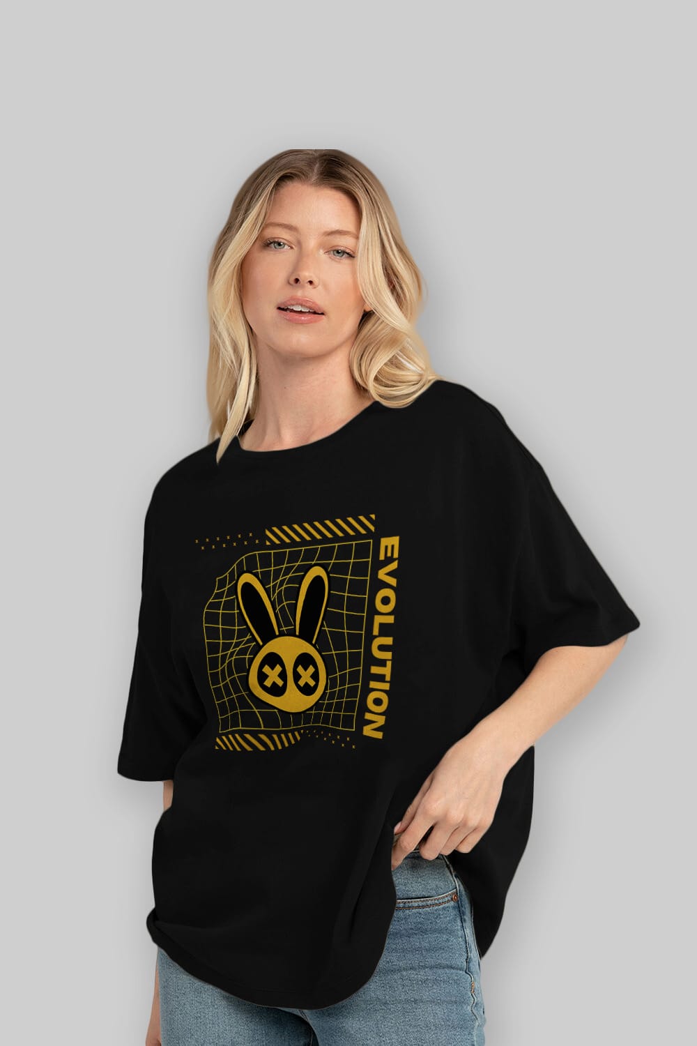 Evolution Yazılı Ön Baskılı Oversize t-shirt Erkek Kadın Unisex