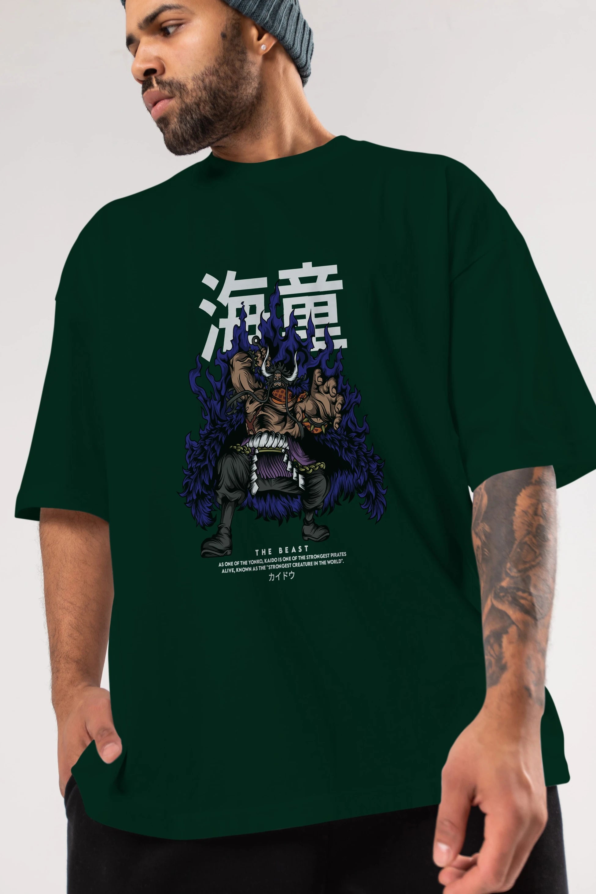 Kaido Anime Ön Baskılı Oversize t-shirt %100 pamuk Erkek Kadın Unisex