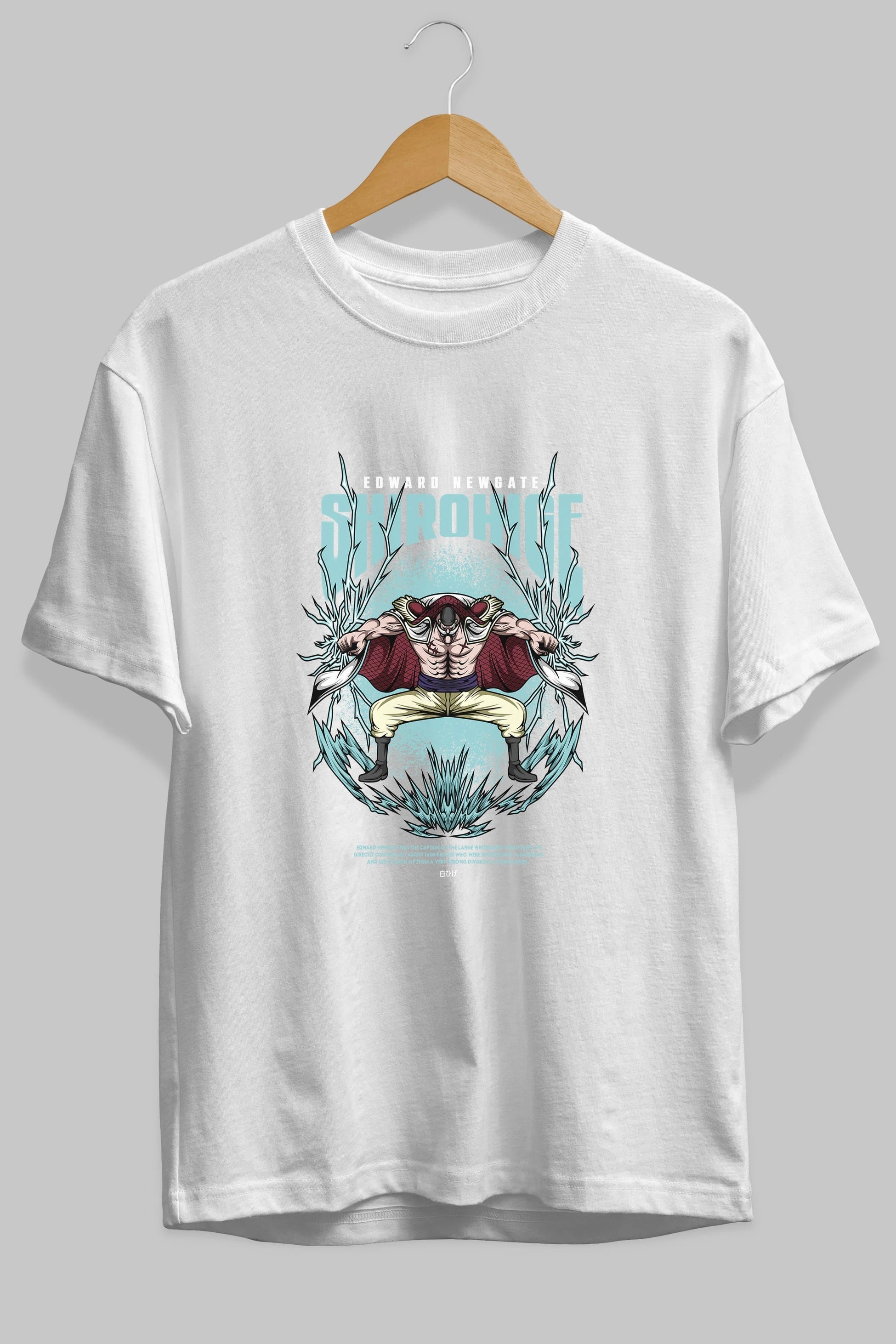 Shirohige Anime Ön Baskılı Oversize t-shirt %100 pamuk Erkek Kadın Unisex