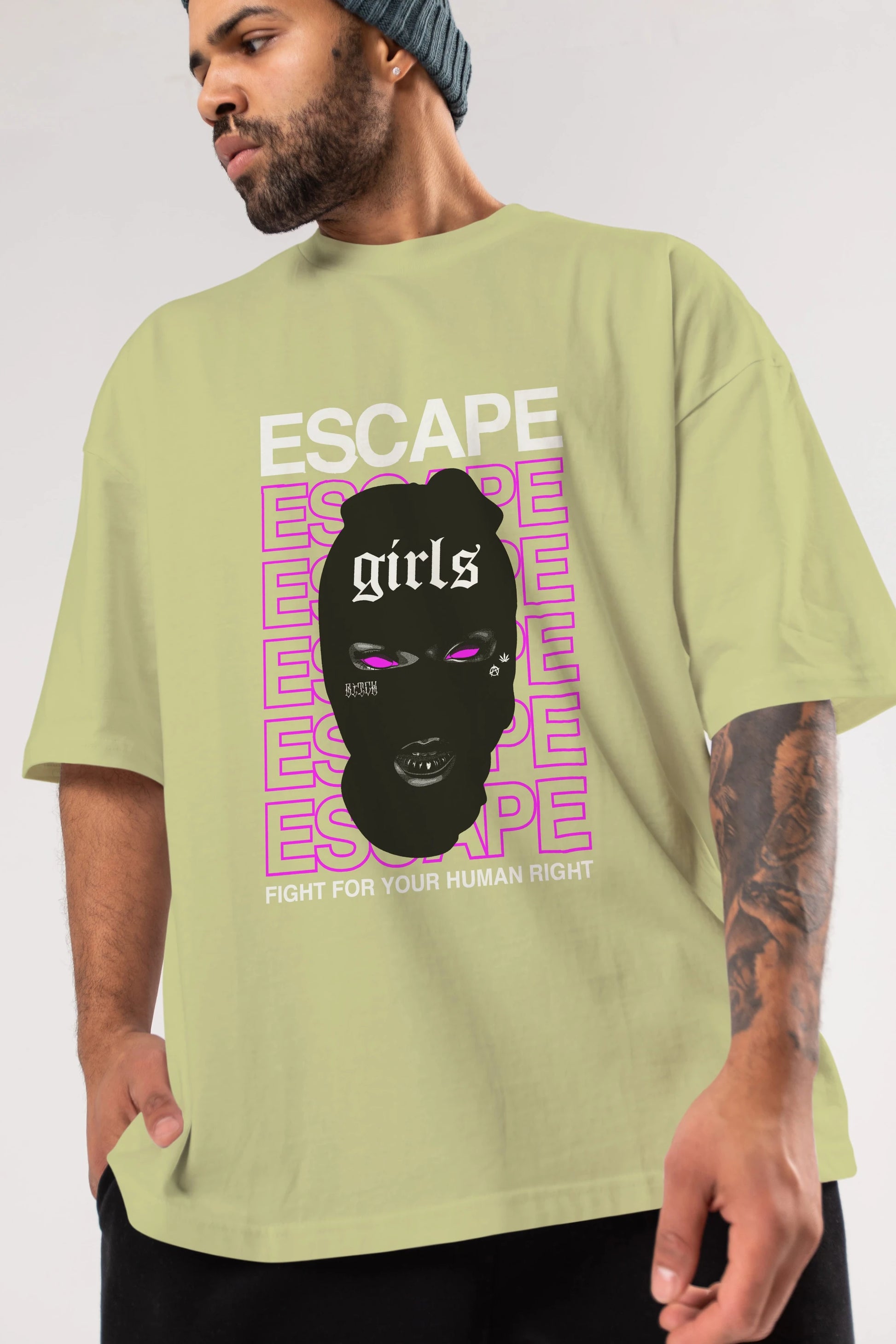 Escape Girl Ön Baskılı Oversize t-shirt Erkek Kadın Unisex